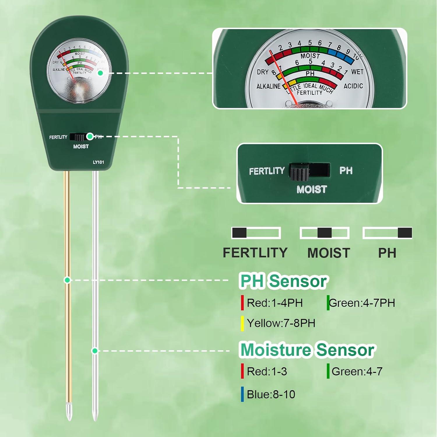 Medidor de Suelo Adoric 3-en-1 PH Humedad Fertilidad