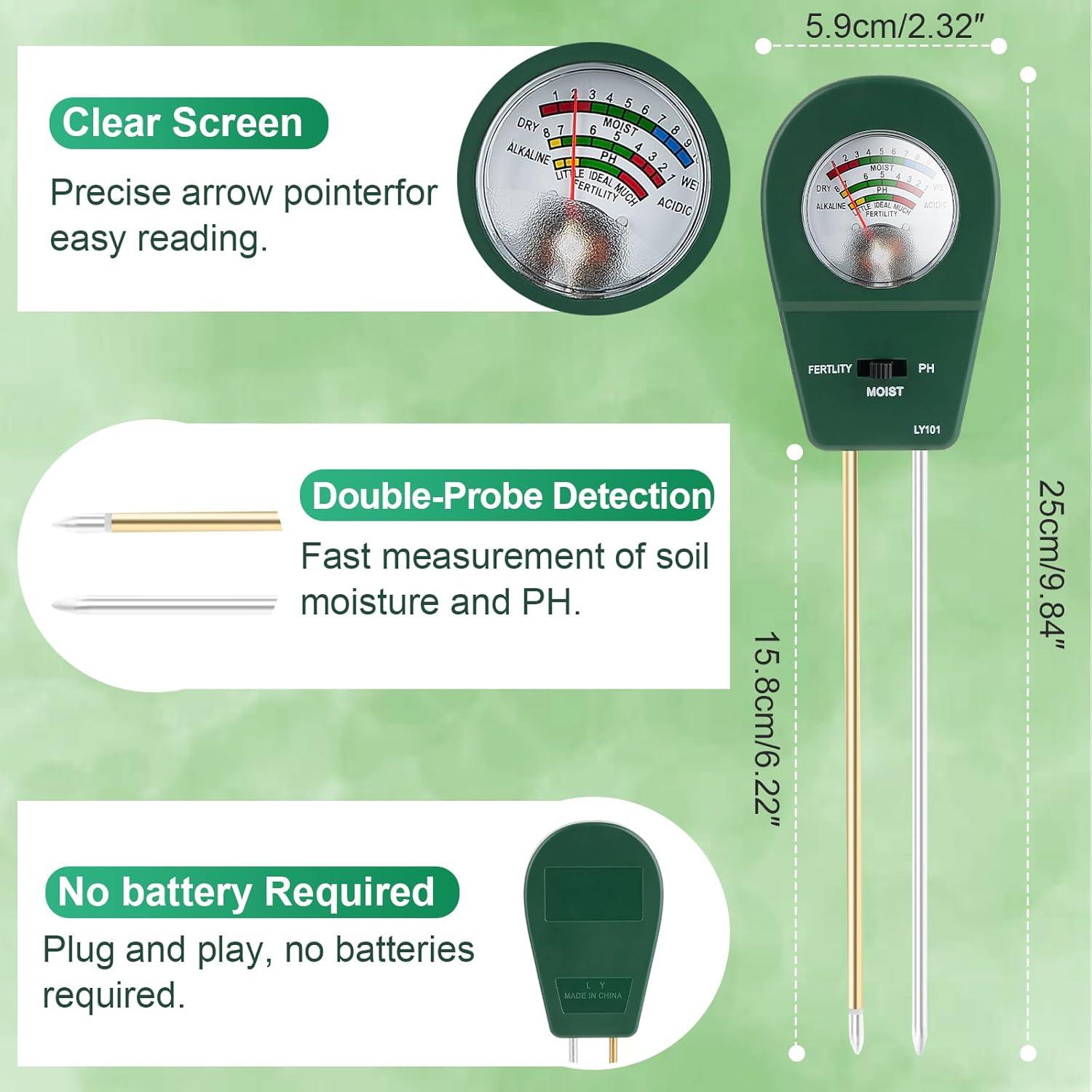 Medidor de Suelo Adoric 3-en-1 PH Humedad Fertilidad