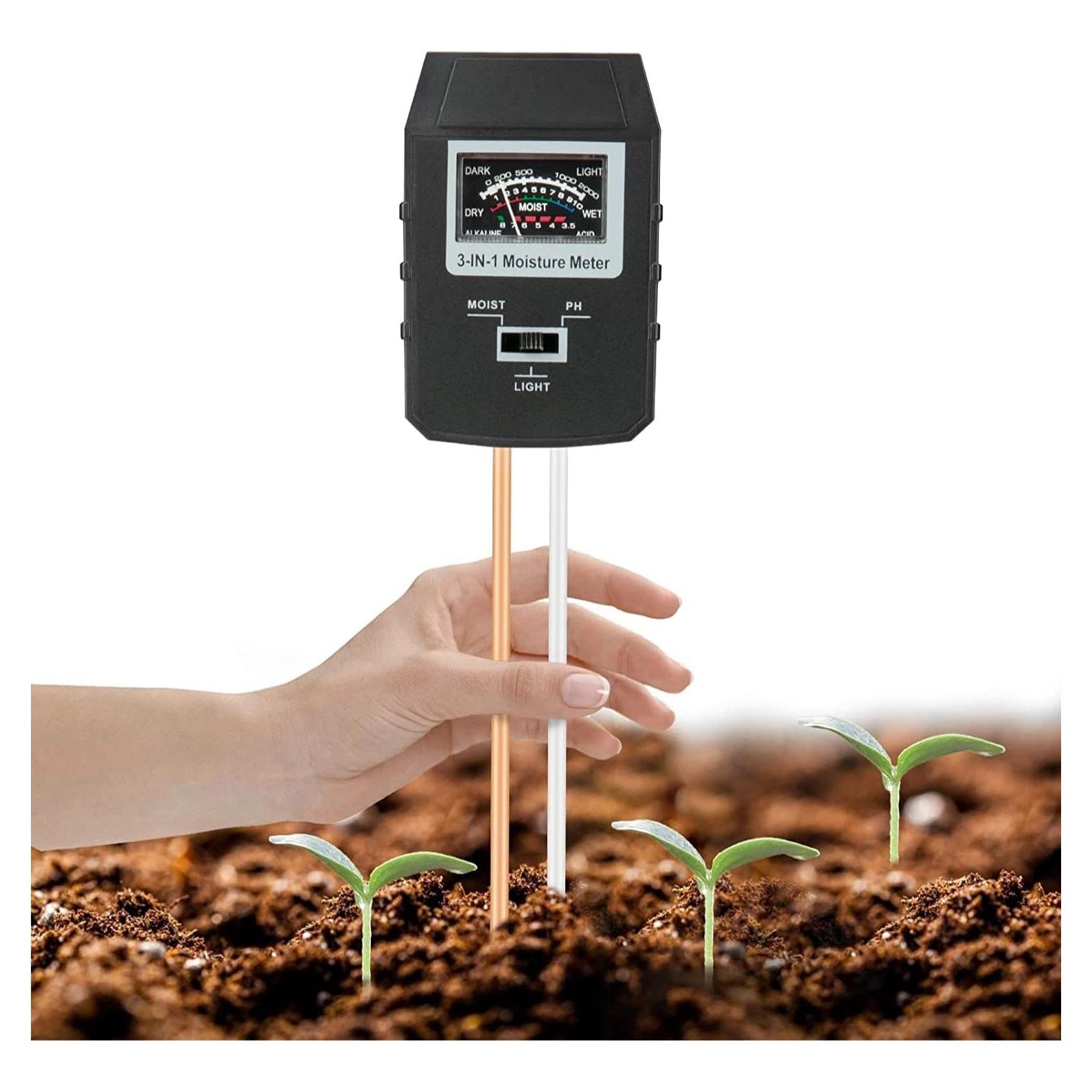 Medidor de Suelo 3-en-1 Altatac - pH, Humedad y Luz