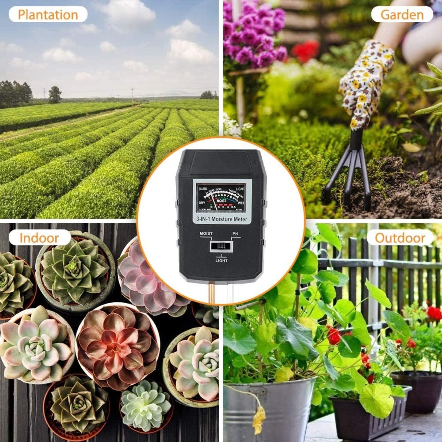 Medidor de Suelo 3-en-1 Altatac - pH, Humedad y Luz