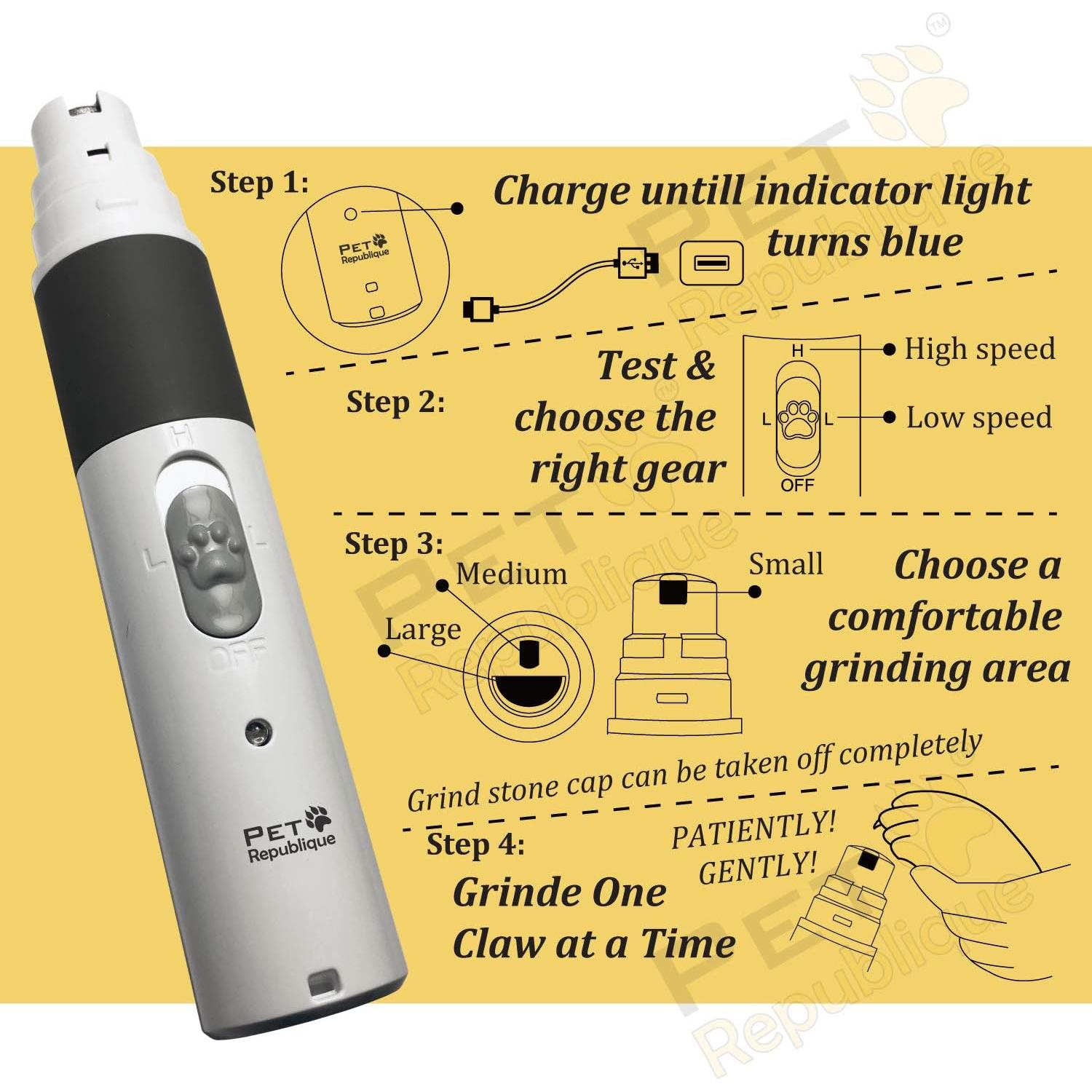 Lima de Uñas Eléctrica Pet Republique - 2 Velocidades, Silenciosa