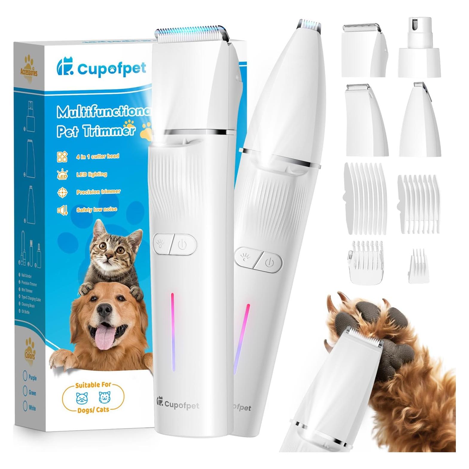 Kit Cortapelos 4-en-1 Cupofpet para Perros y Gatos Blanco