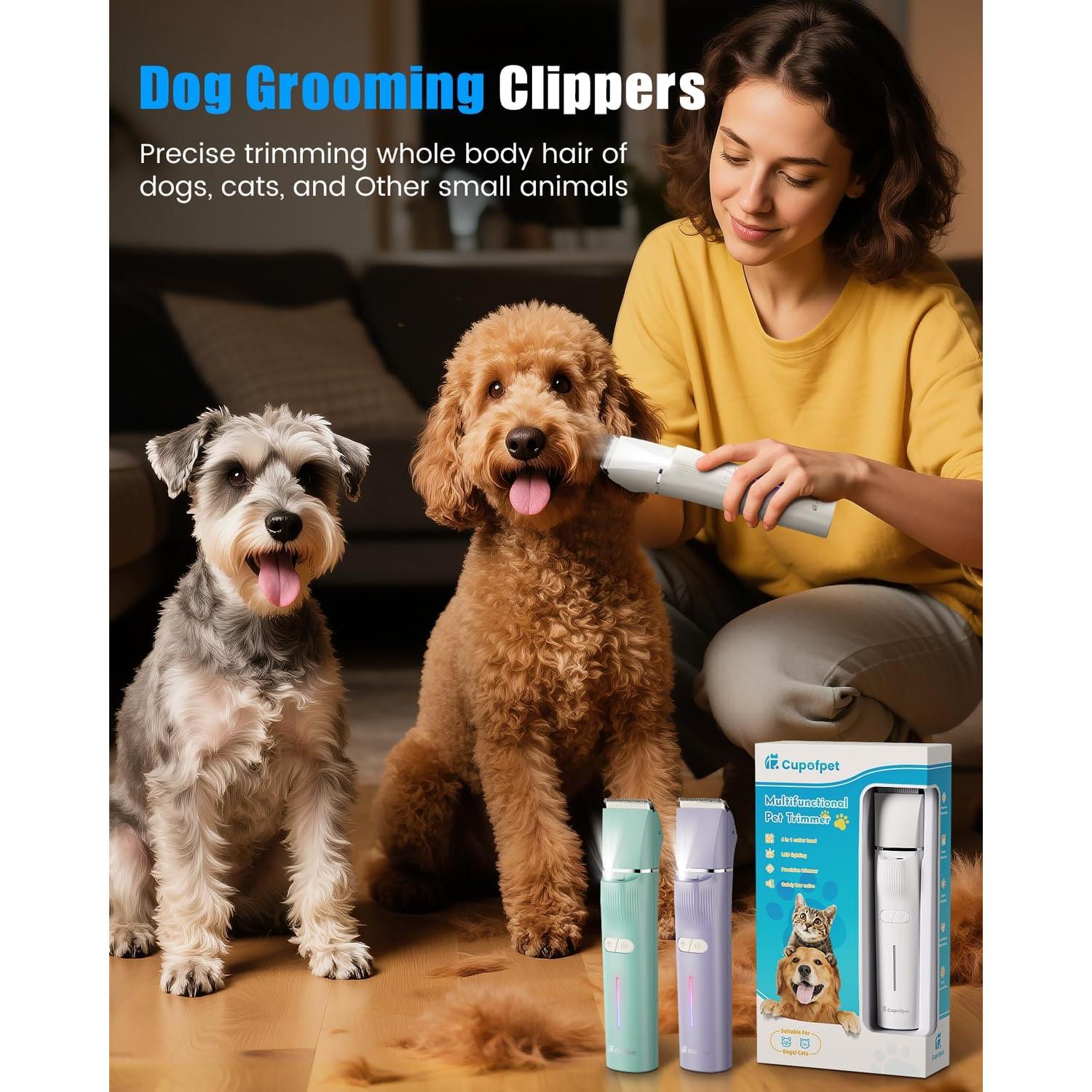 Kit Cortapelos 4-en-1 Cupofpet para Perros y Gatos Blanco