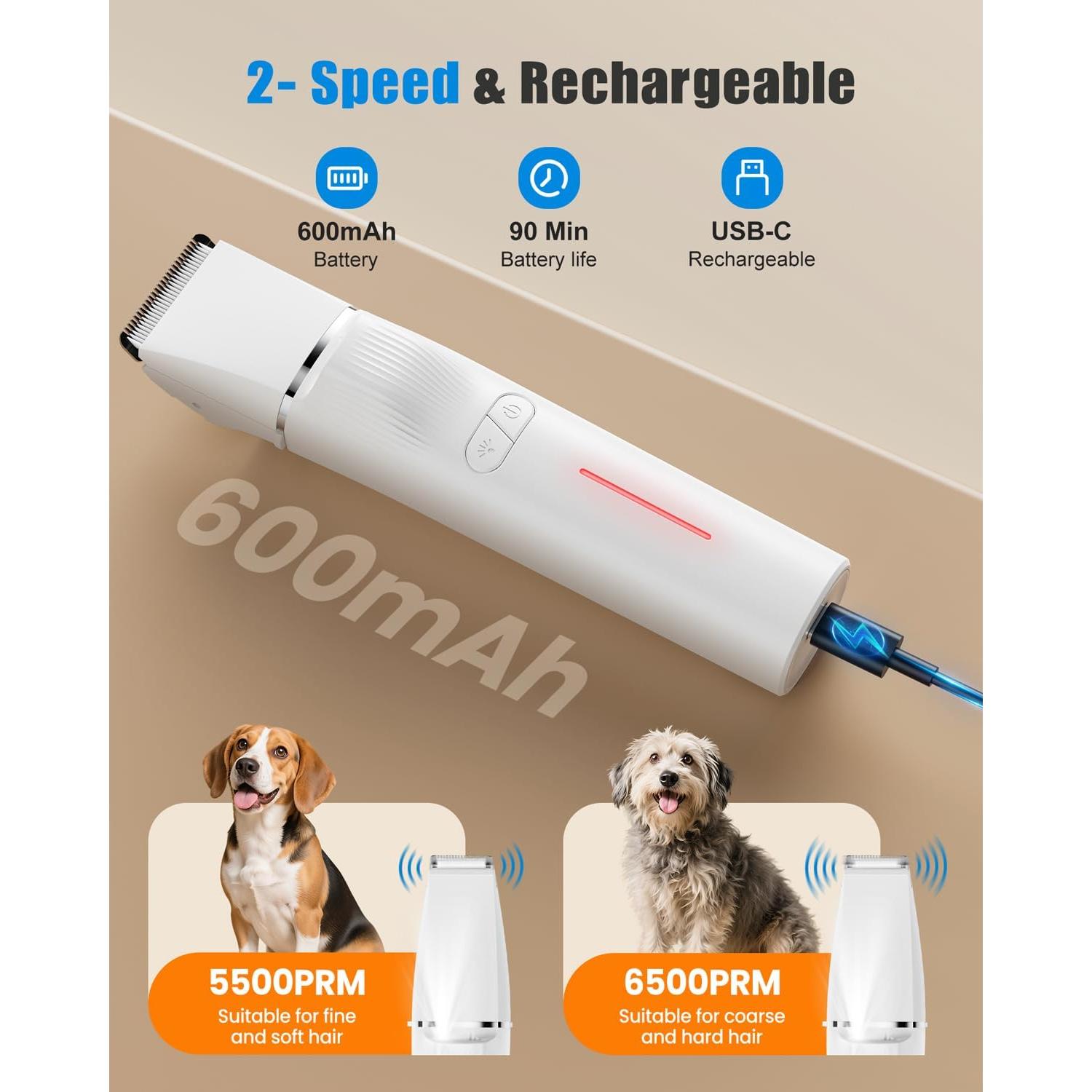 Kit Cortapelos 4-en-1 Cupofpet para Perros y Gatos Blanco