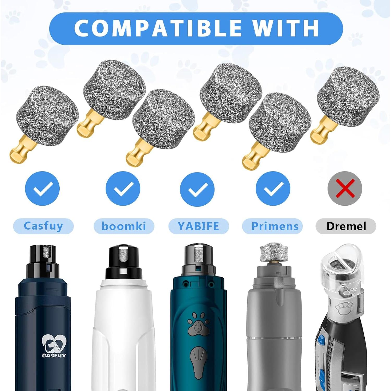 Cabezas de Molido de Diamante para Uñas de Perro - 6 Piezas