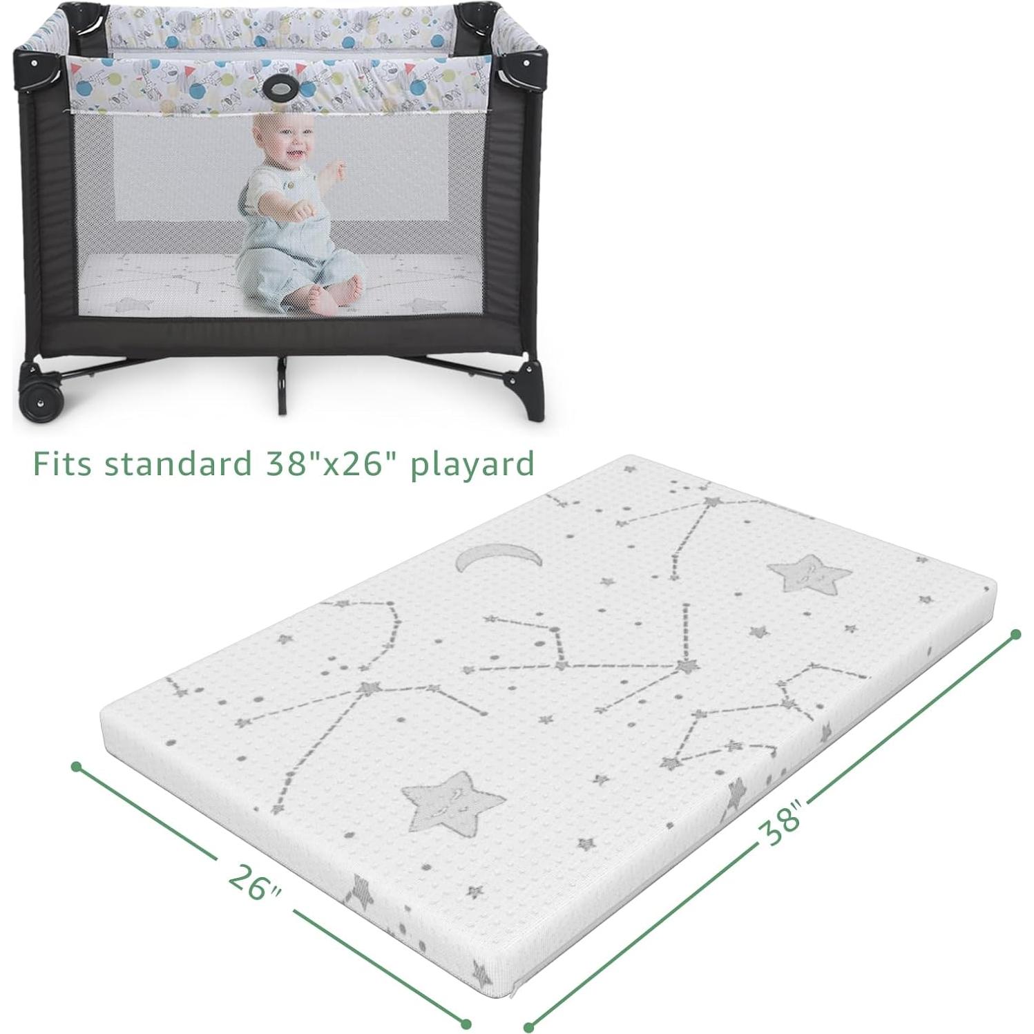 Colchón YENING para Pack and Play 96.5x66x2.5 cm CertiPUR