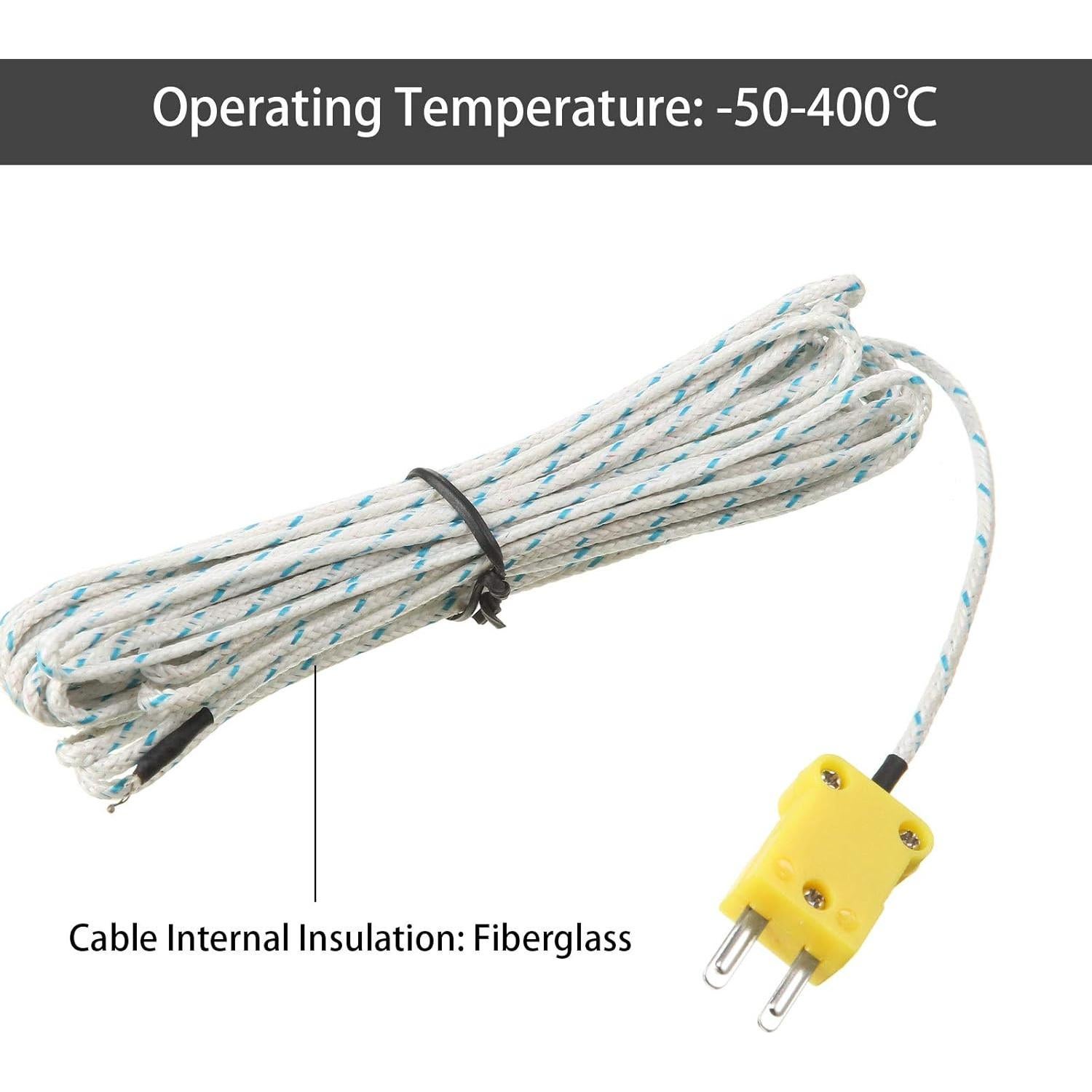 5 Sensores de Sonda Termopar Tipo K Weewooday 3m -50 a 400°C