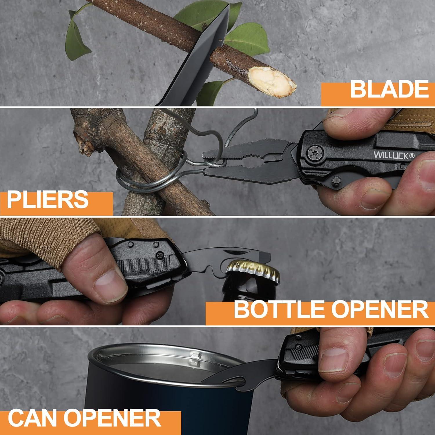 Cuchillo Multitool WILLUCK 9 en 1 para Camping y Emergencias