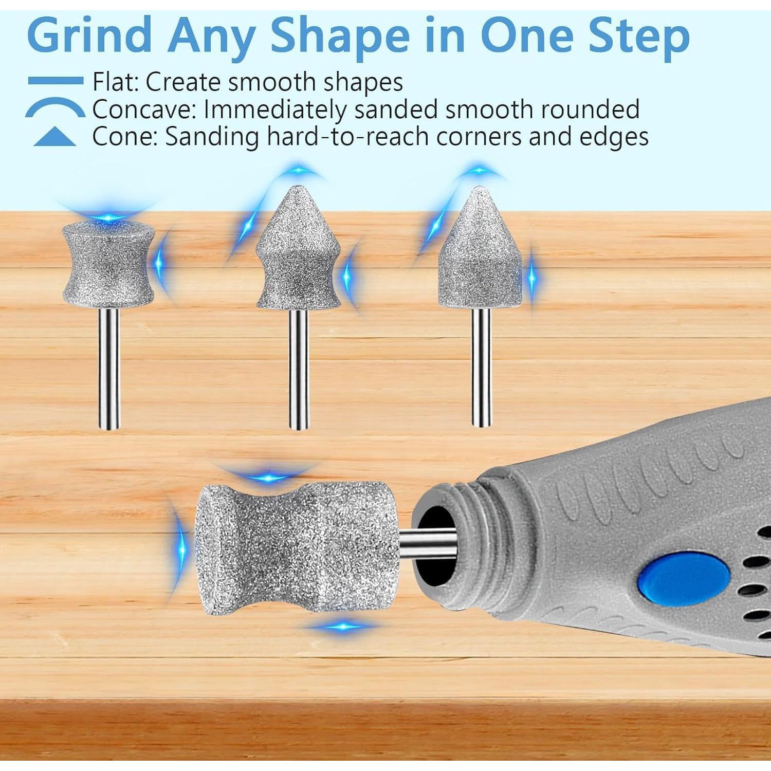 Puntas de Amoladora de Uñas de Diamante RIUORKIE 3.18 mm