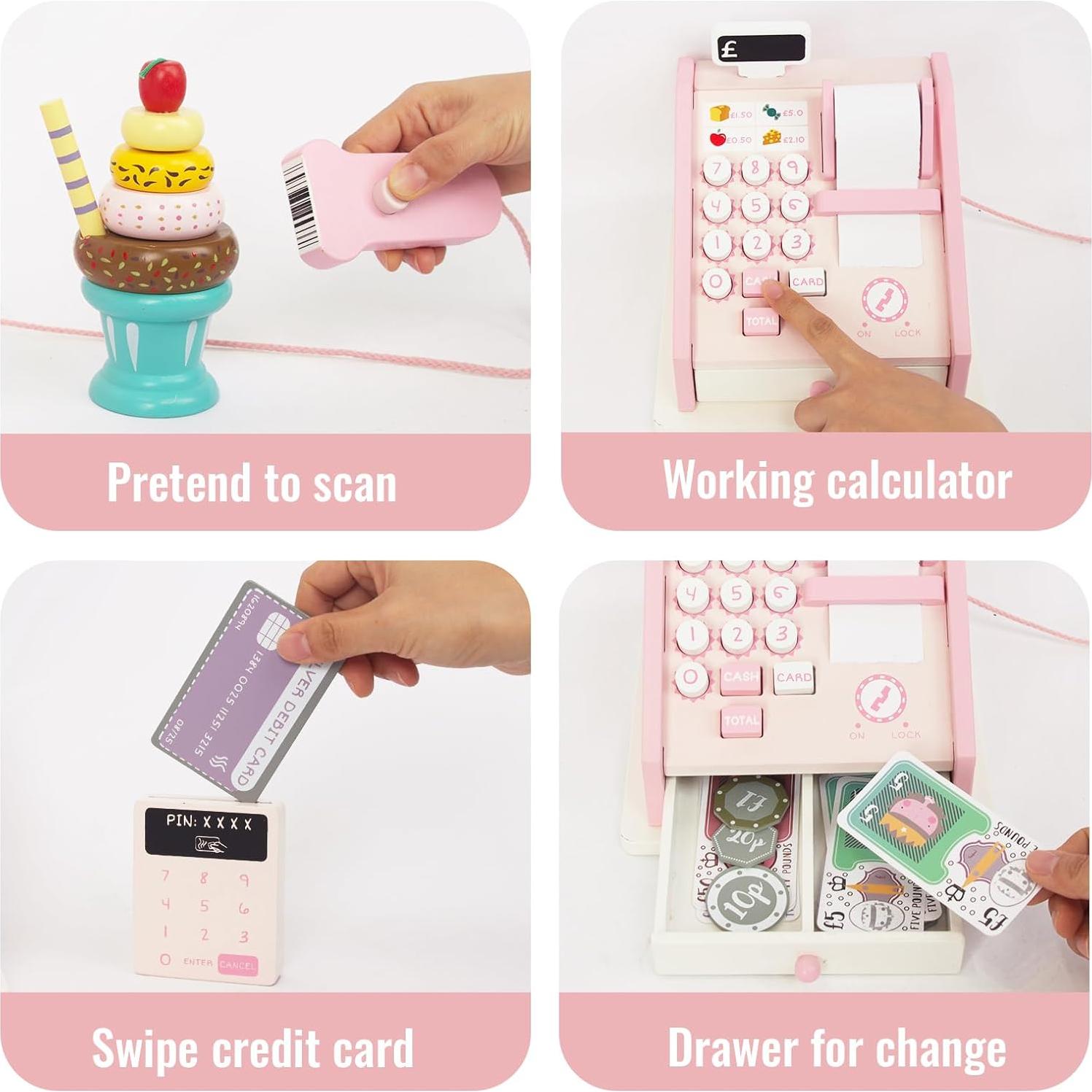 Registradora de Juguete de Madera WoodenEdu para Niños 3-8 Años