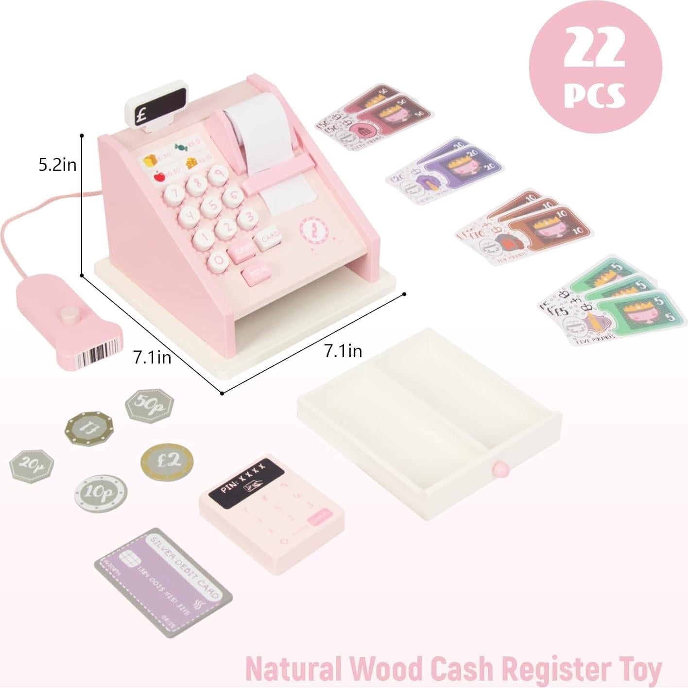 Registradora de Juguete de Madera WoodenEdu para Niños 3-8 Años