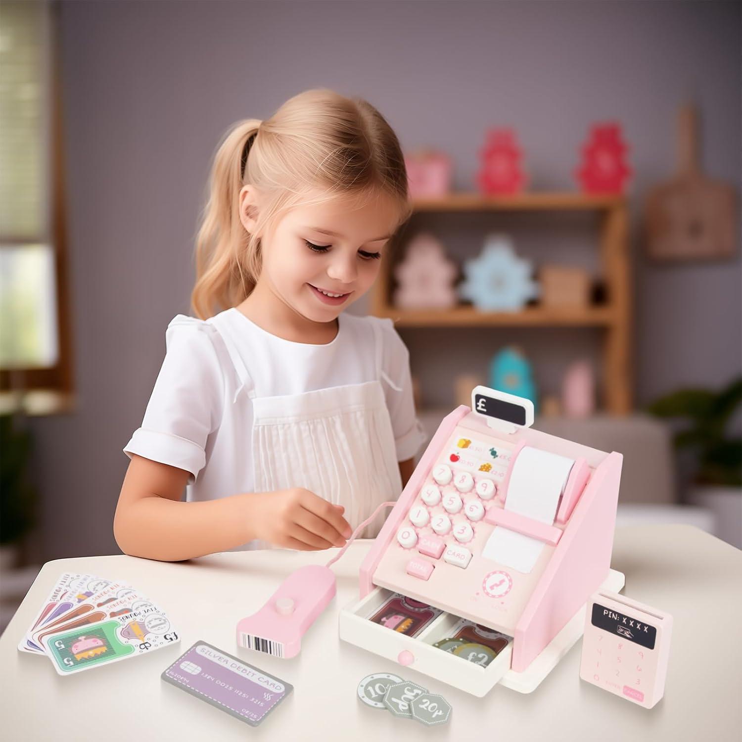 Registradora de Juguete de Madera WoodenEdu para Niños 3-8 Años