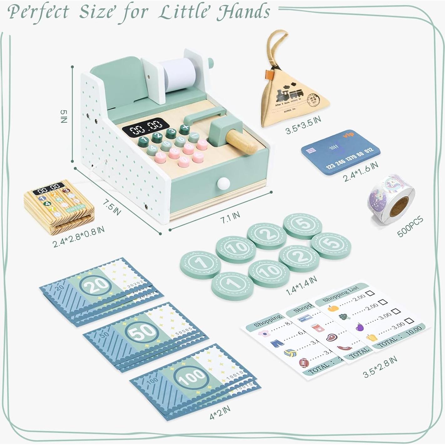 Registradora de Madera Masonbaby para Niños con Escáner y Monedas