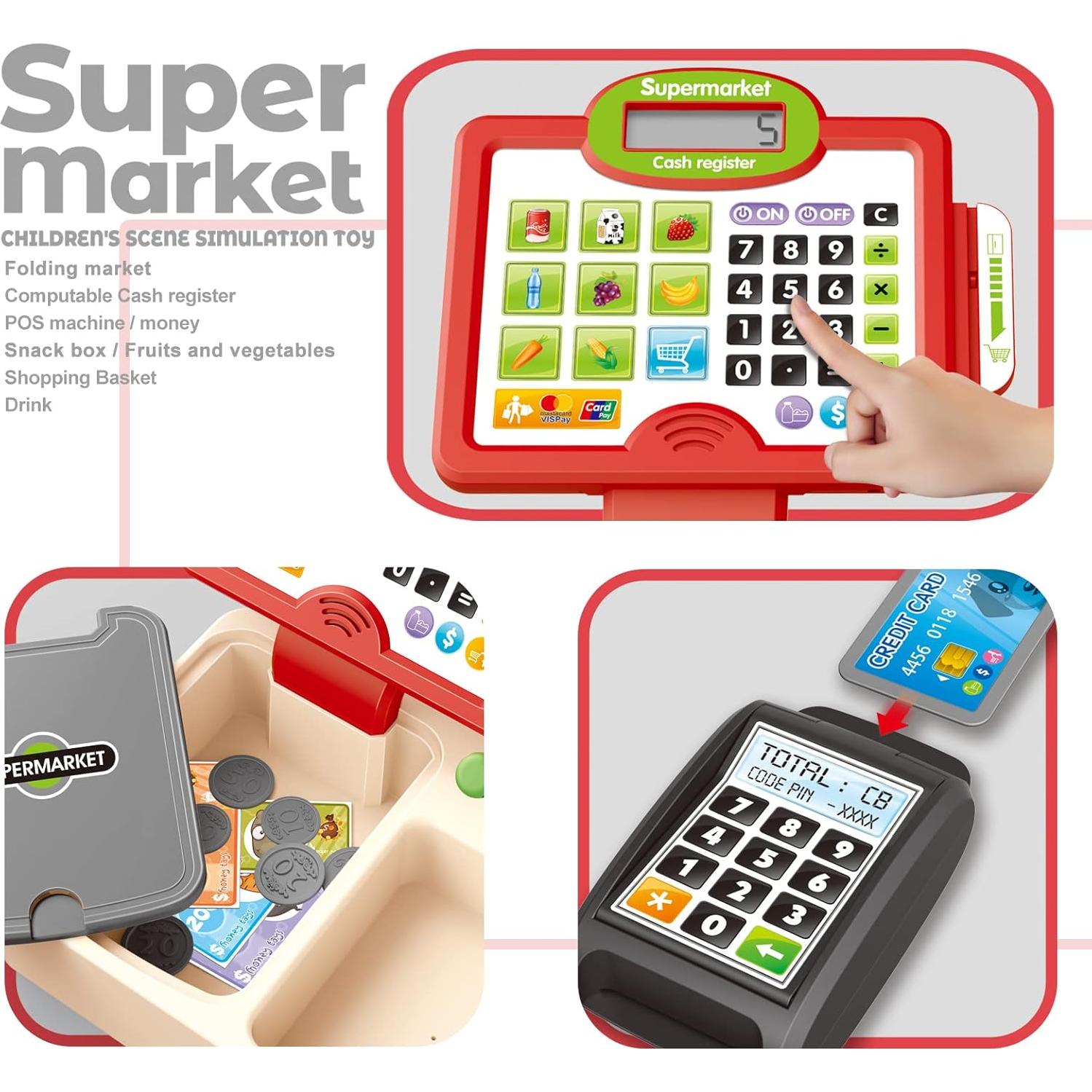 Registradora de Juguete RedCrab para Niños con Escáner y Dinero