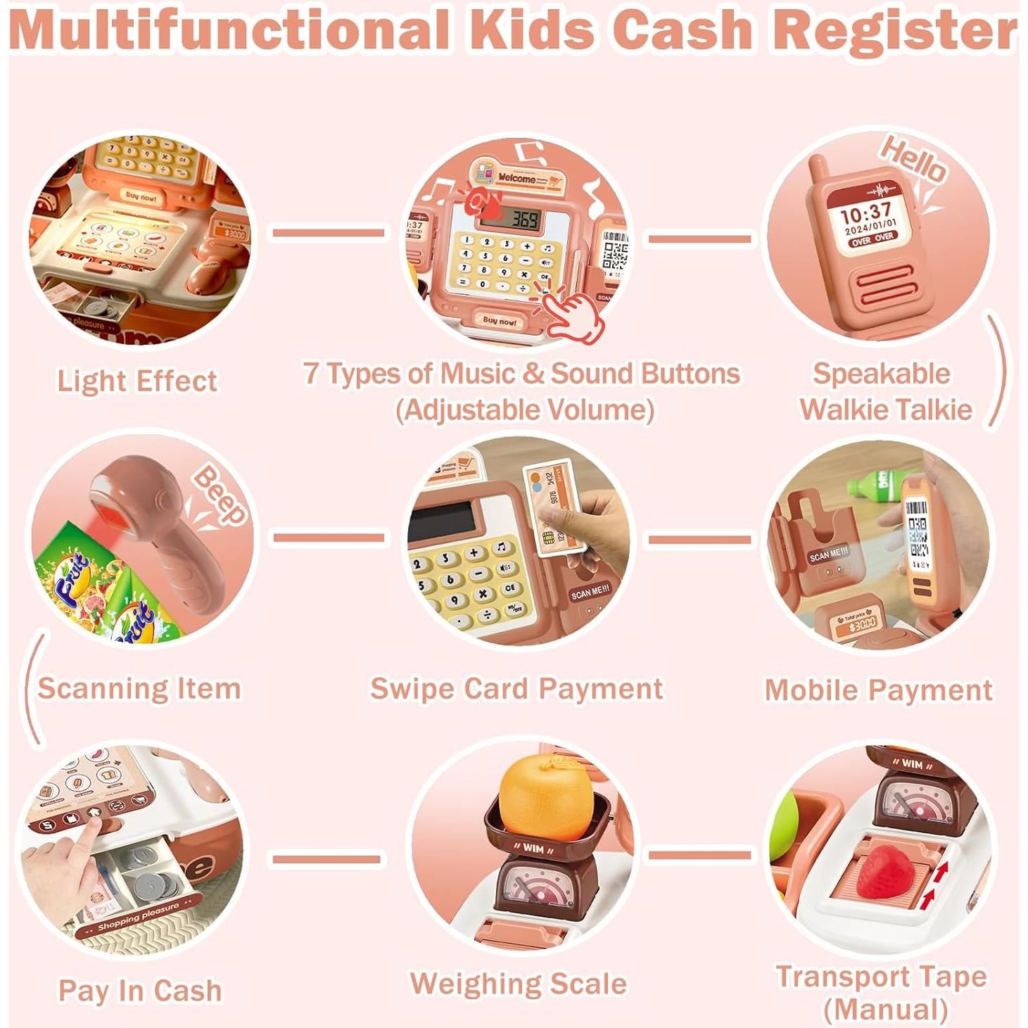 Caja Registradora Juguete XY con Escáner y Accesorios 42 Piezas