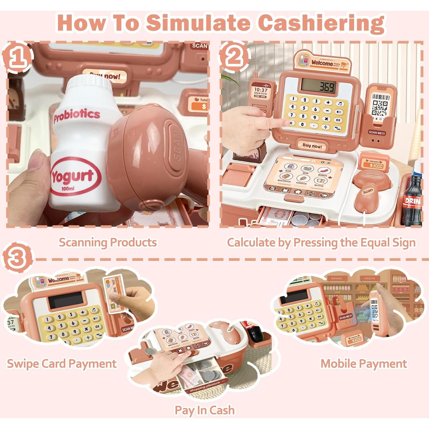 Caja Registradora Juguete XY con Escáner y Accesorios 42 Piezas