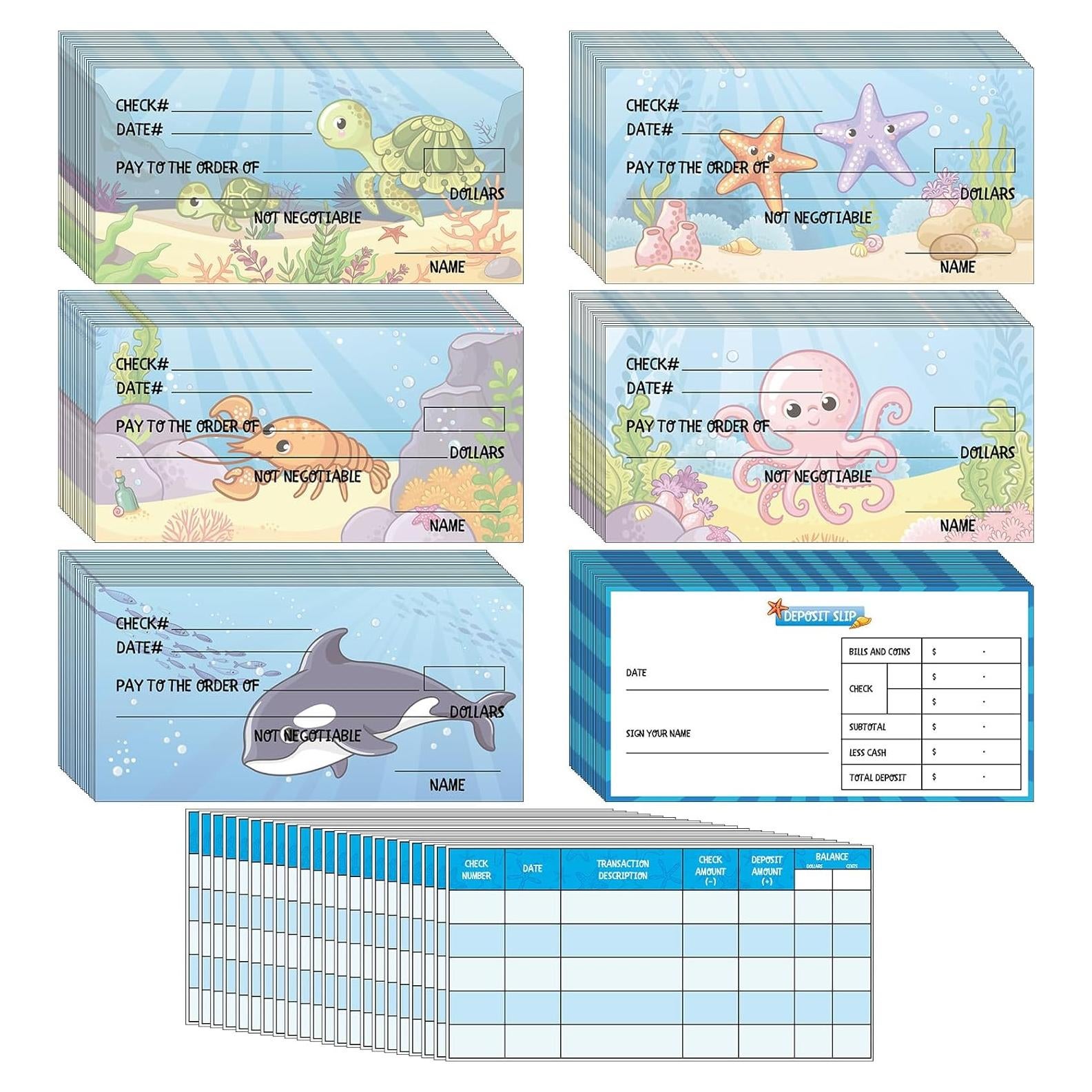 300 Hojas Chequera Falsa Trandraft para Niños - Juego Educativo