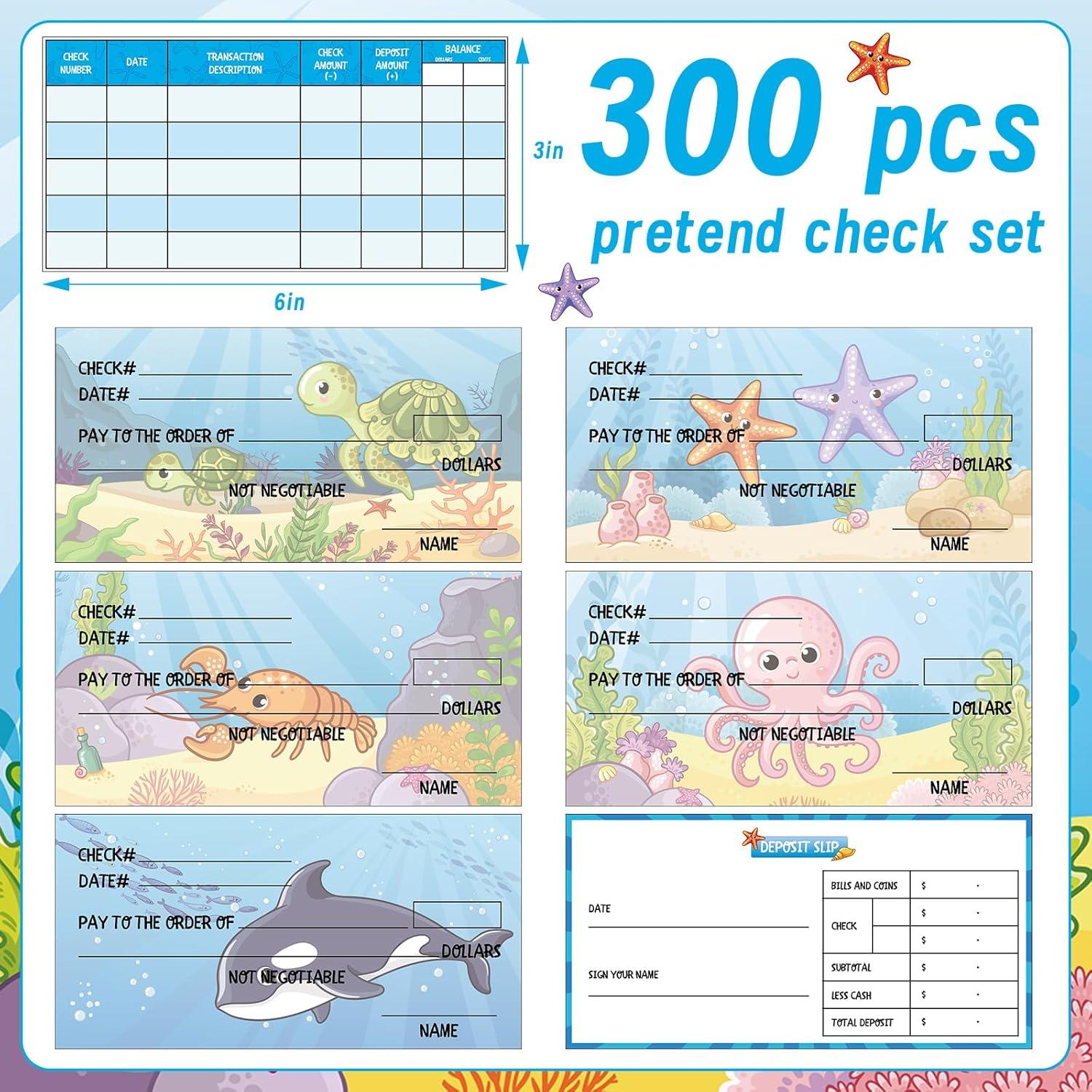 300 Hojas Chequera Falsa Trandraft para Niños - Juego Educativo