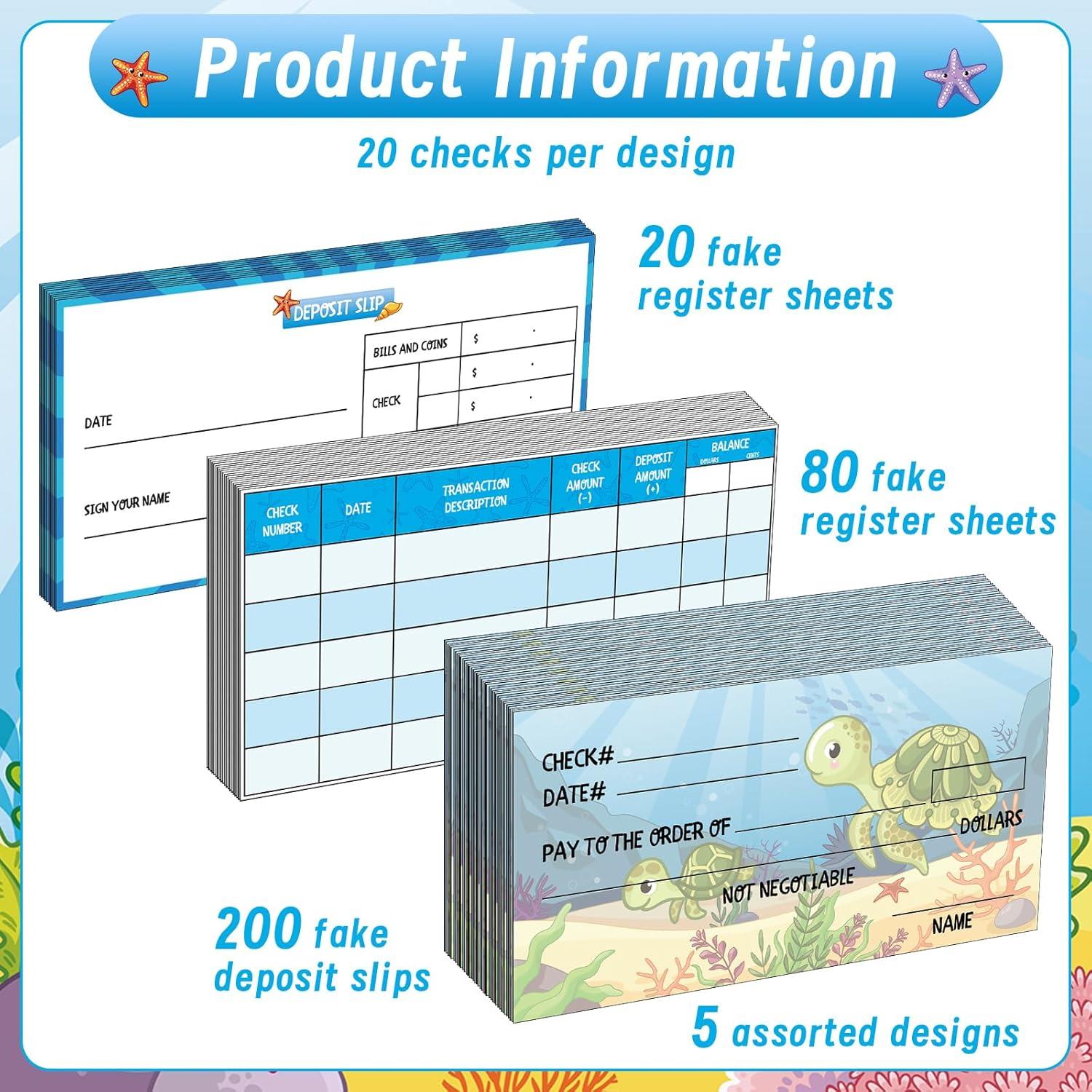 300 Hojas Chequera Falsa Trandraft para Niños - Juego Educativo