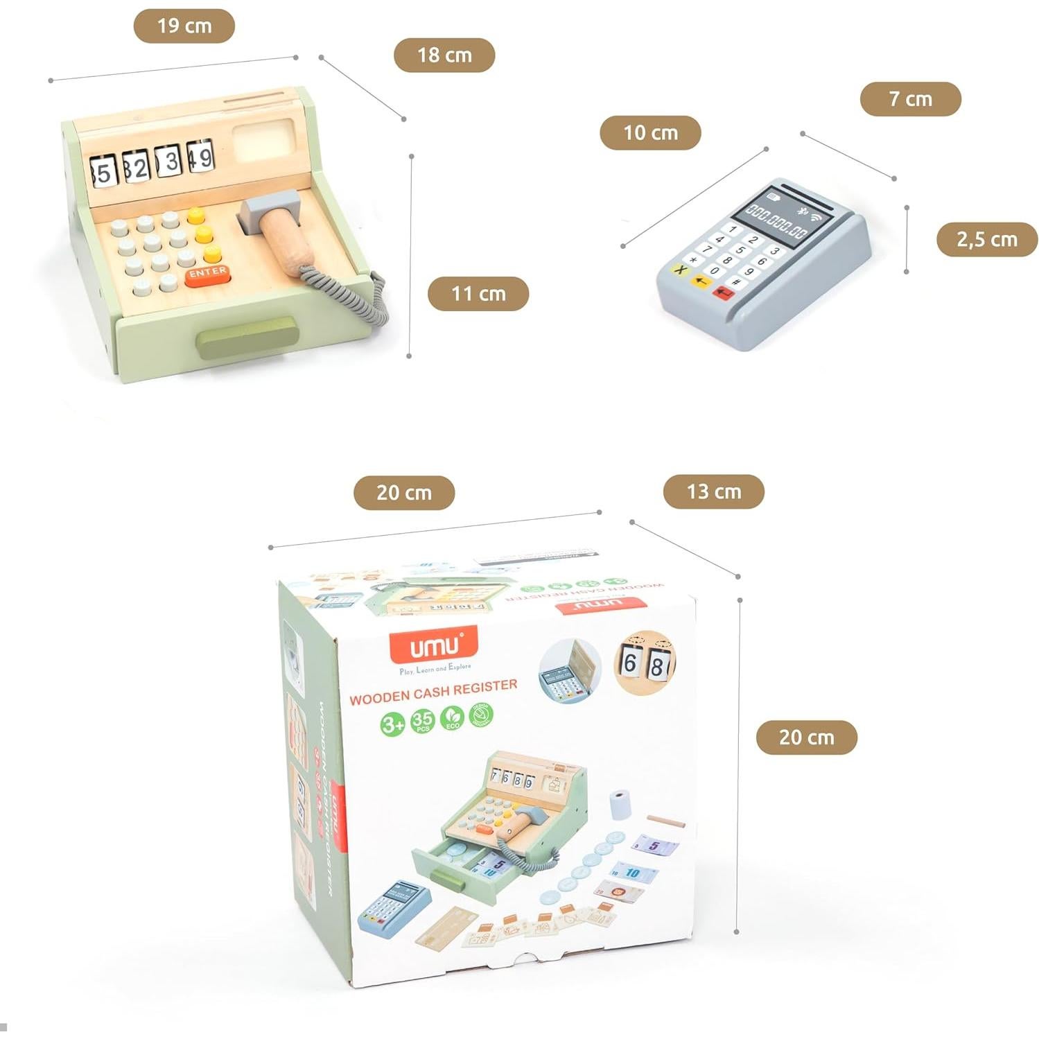 Registro de Caja de Madera UMU para Niños - 35 Piezas