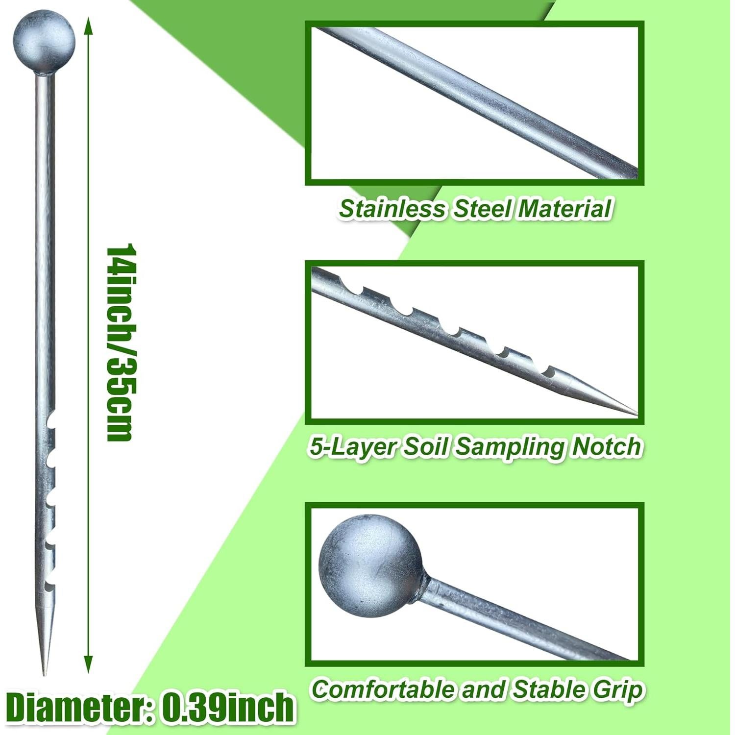 Probe de Suelo de 35 cm Acero Inoxidable para Jardín y Plantas