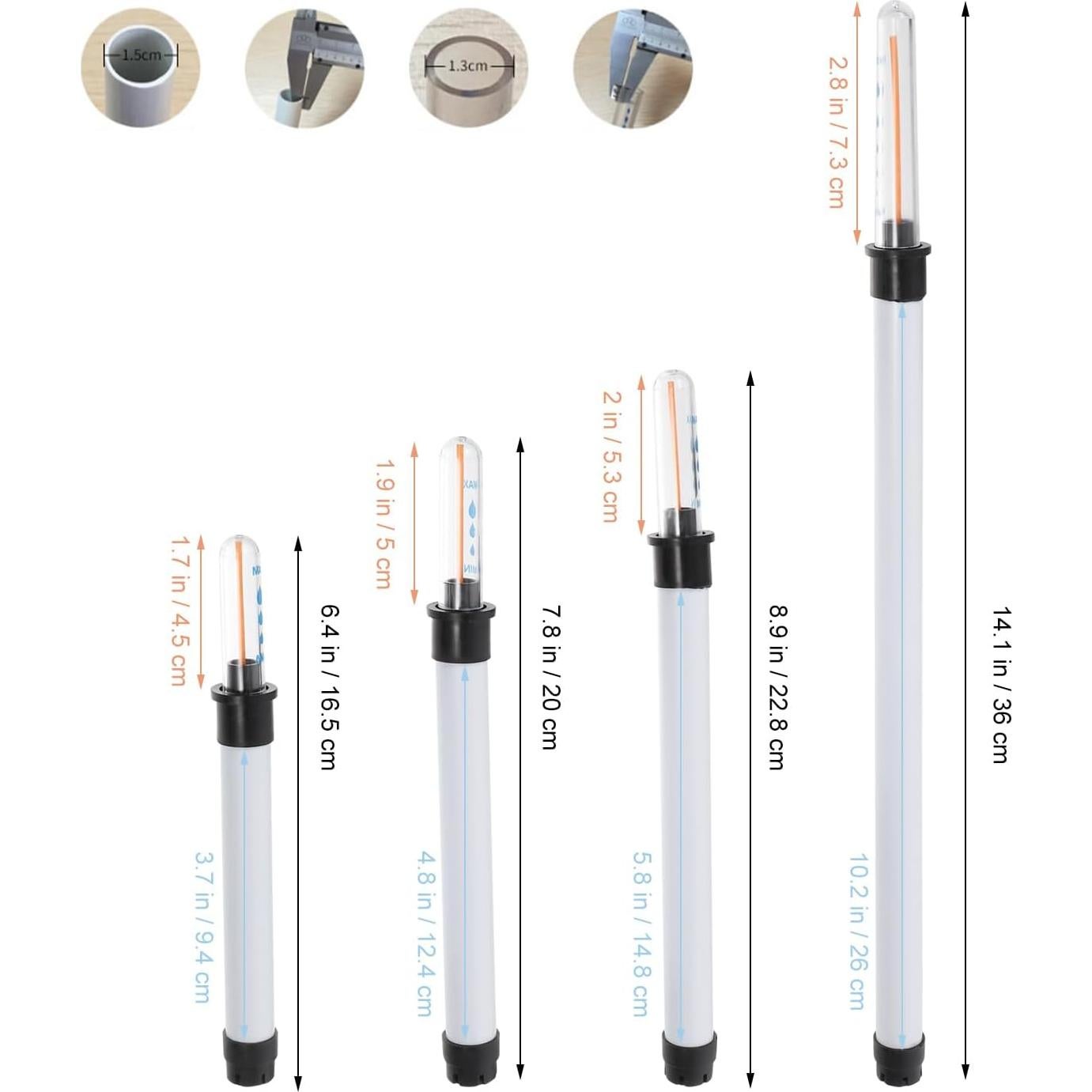 4 Indicadores de Nivel de Agua para Plantas Angoily - 9.4 a 25.9 cm