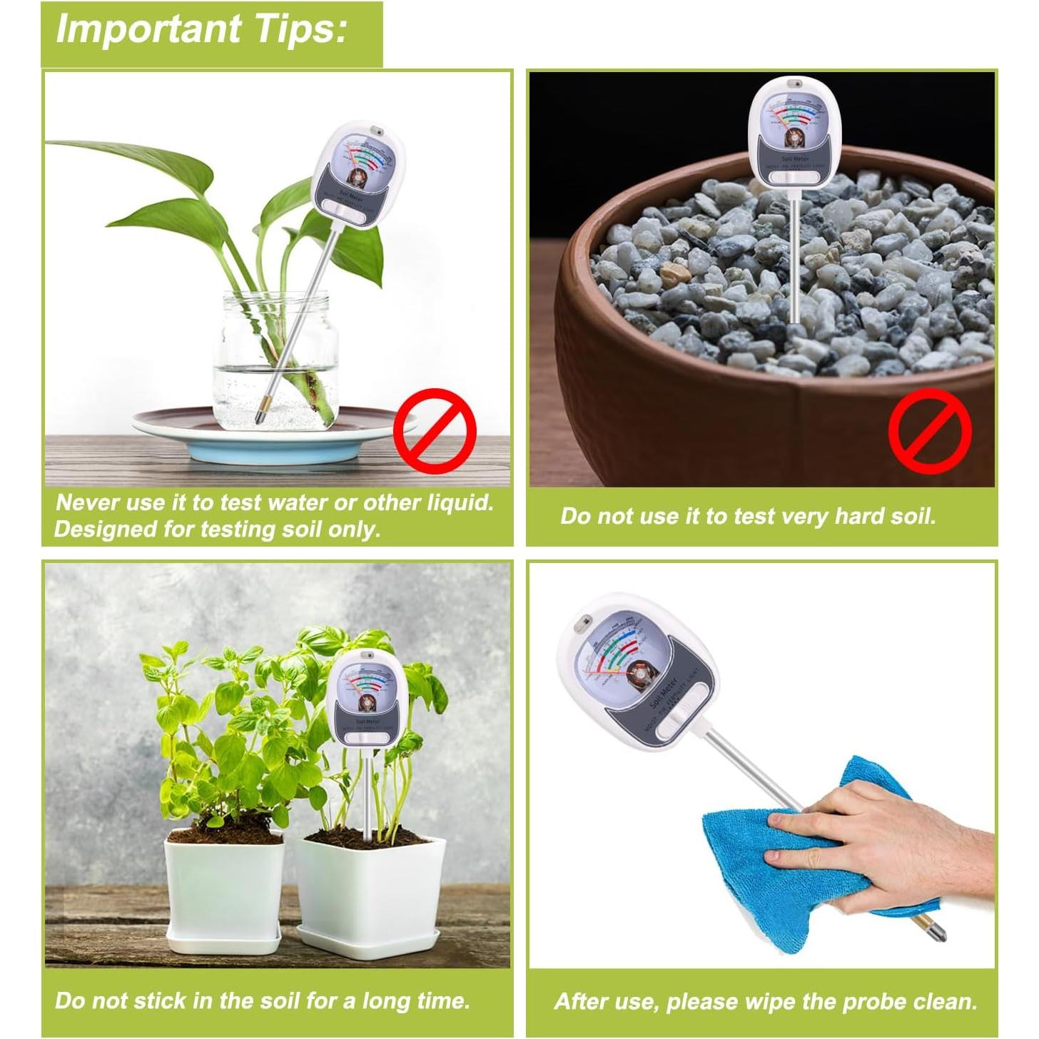 Kit de Prueba de Suelo 4-en-1 HSLGOVE - Medidor de pH, Humedad y Luz