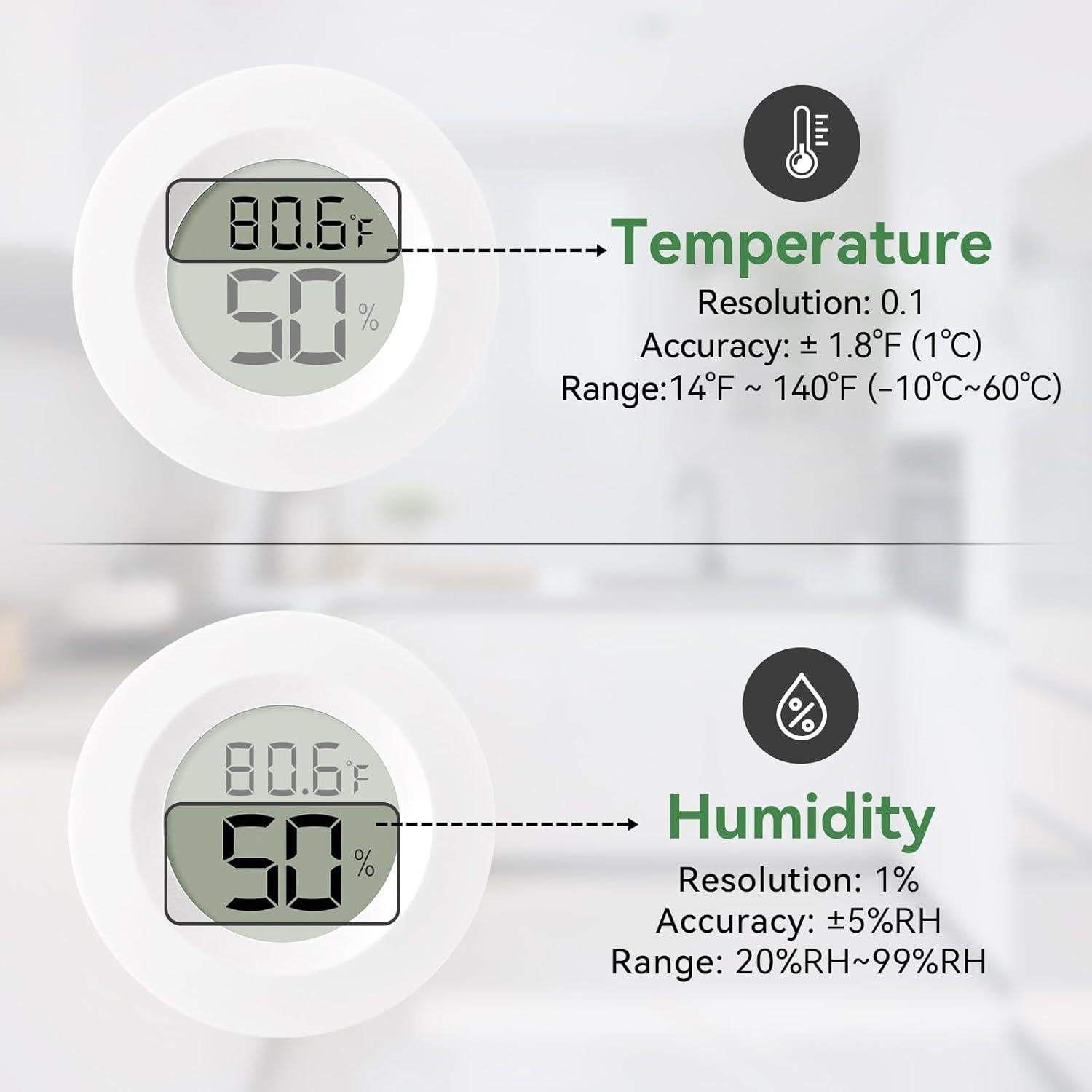 Higrómetro Digital Mini Paquete de 2 A01 Blanco - Temperatura y Humedad