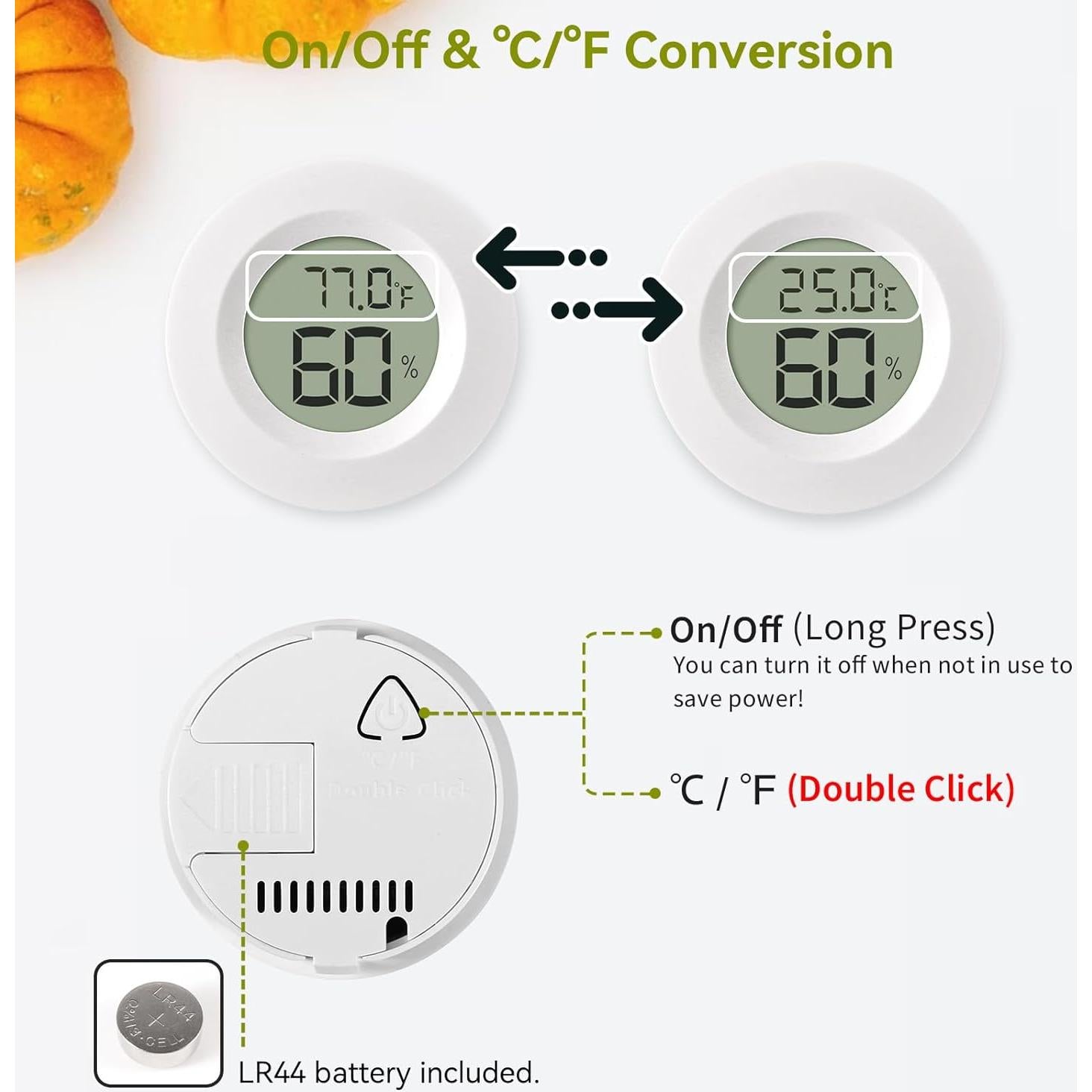Higrómetro Digital Mini Paquete de 2 A01 Blanco - Temperatura y Humedad