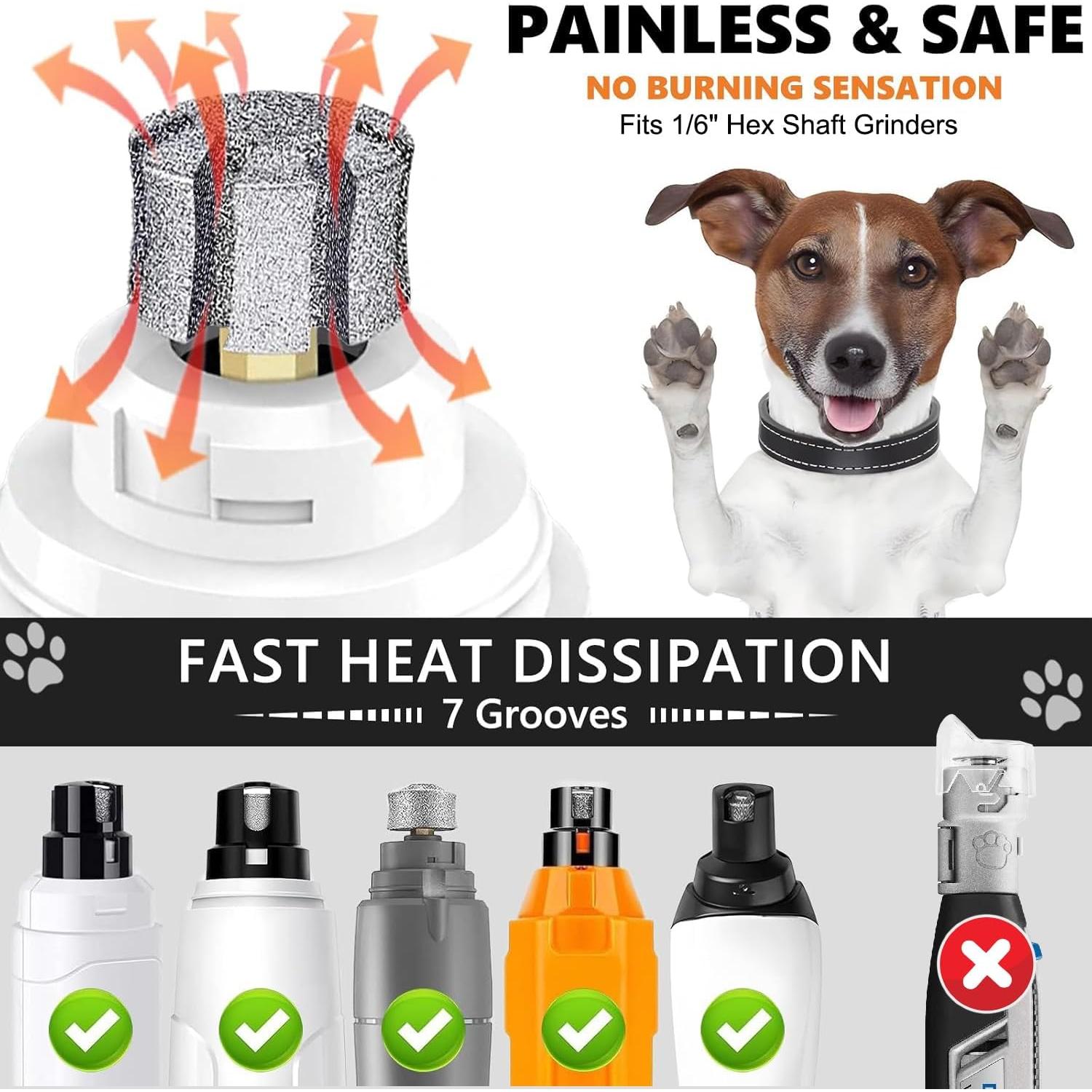 Cabezal de Amoladora de Uñas para Perros LENONG 80# - 2 Piezas