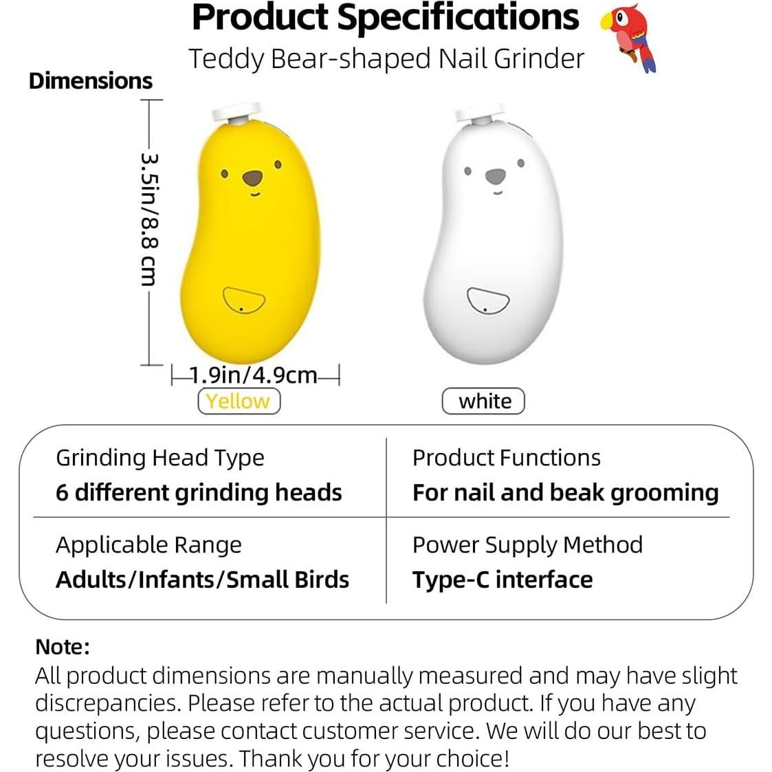 Molinillo de Uñas para Aves MANON ROSA Amarillo - Kit Completo