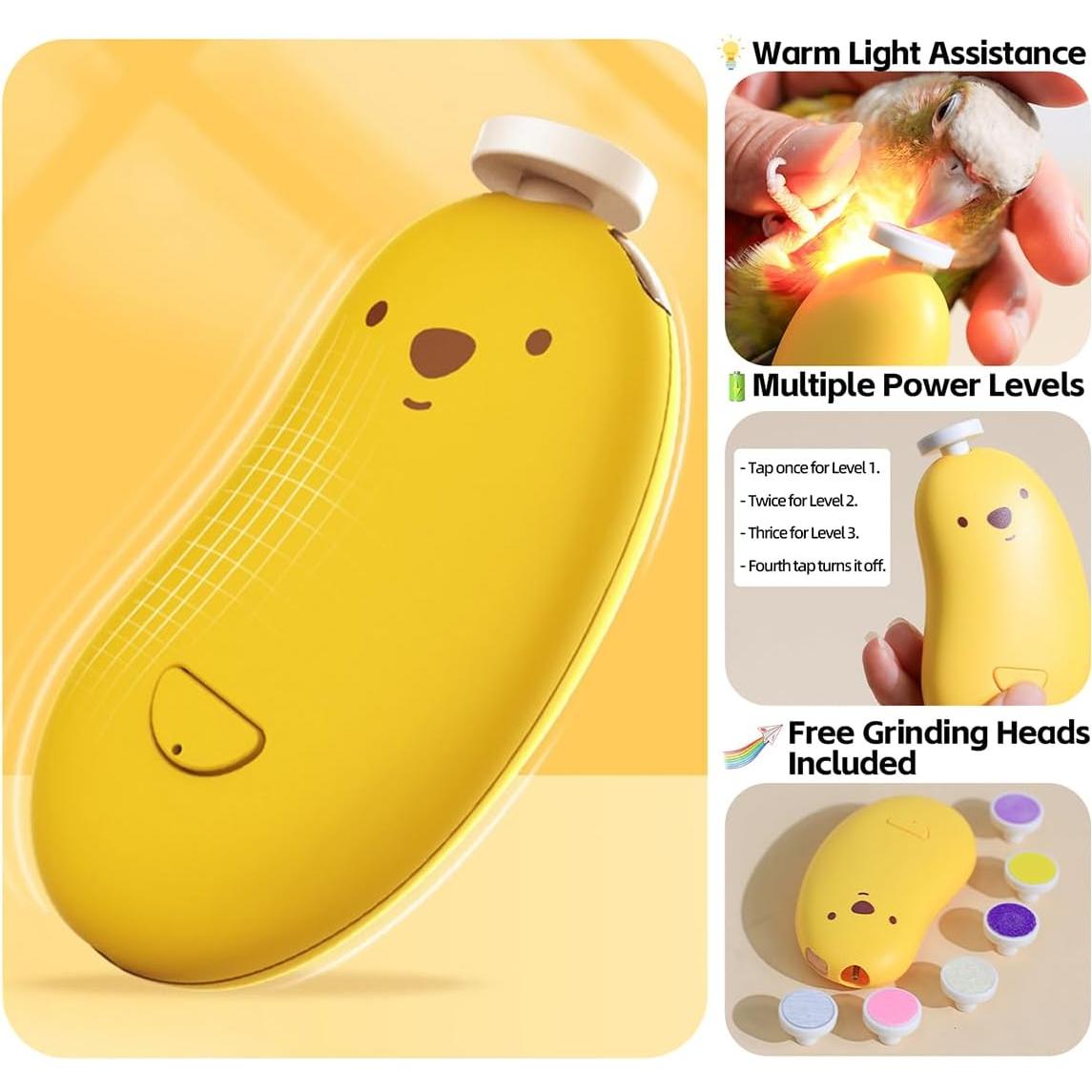 Molinillo de Uñas para Aves MANON ROSA Amarillo - Kit Completo