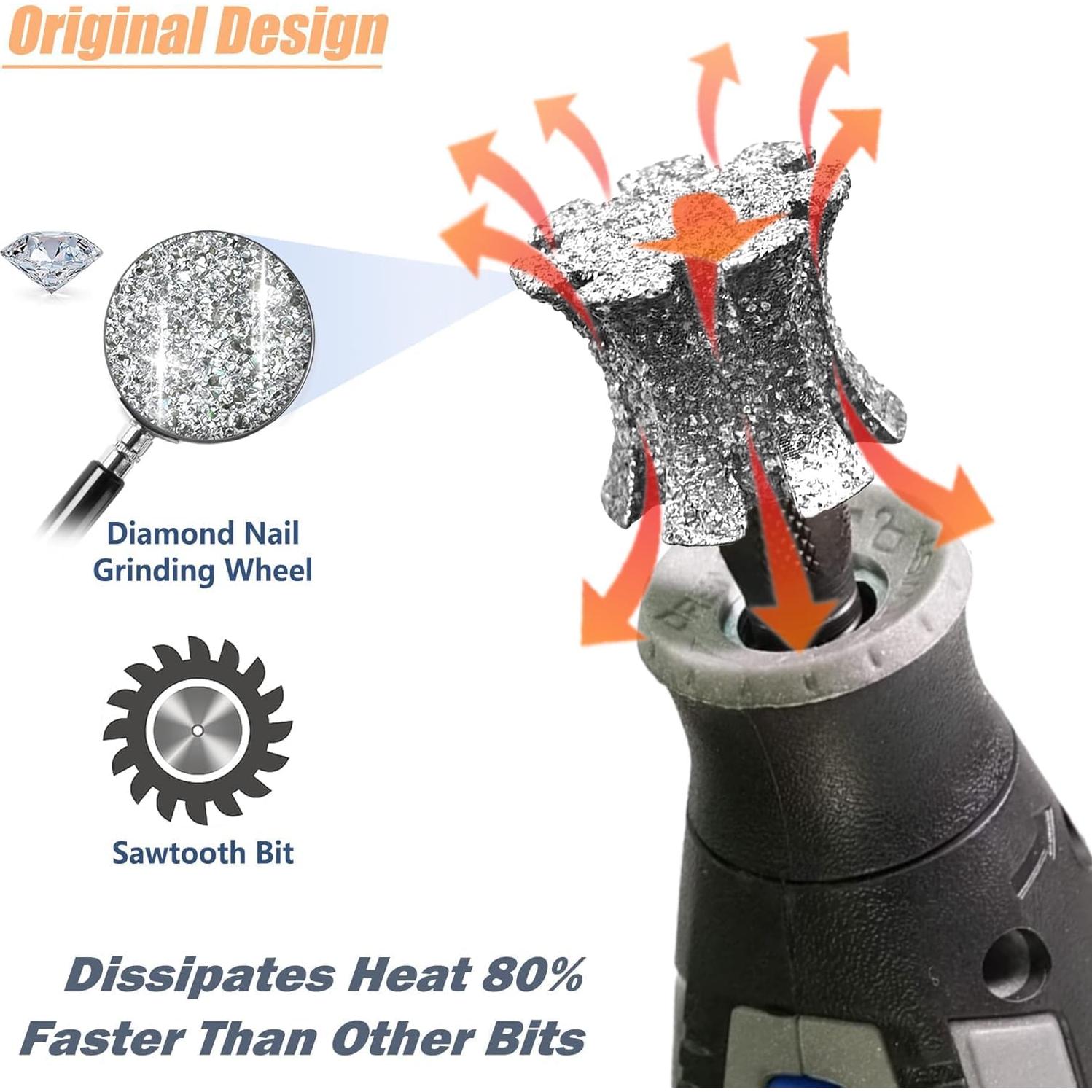 Cabezal de Molienda de Uñas para Mascotas LENONG 80# 3 en 1