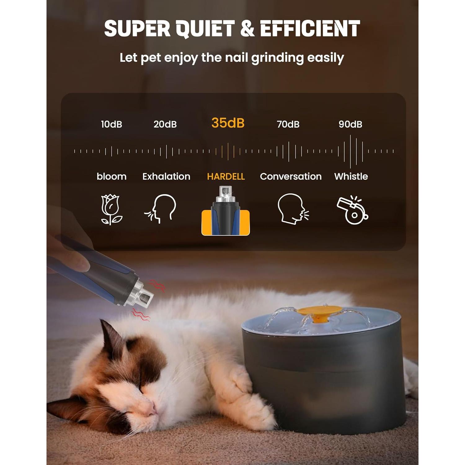 Molinillo de Uñas para Perros HARDELL Recargable USB 3 Puertos