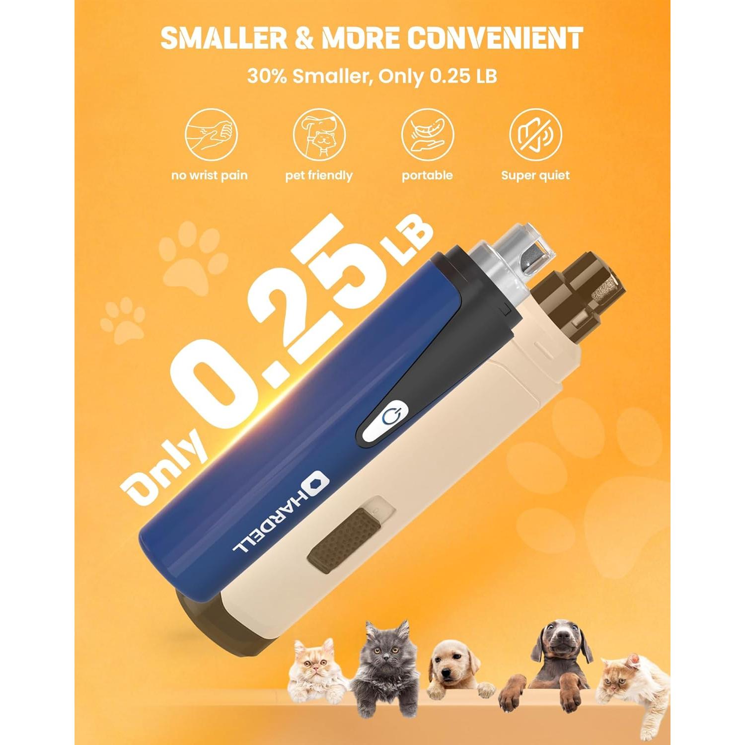 Molinillo de Uñas para Perros HARDELL Recargable USB 3 Puertos