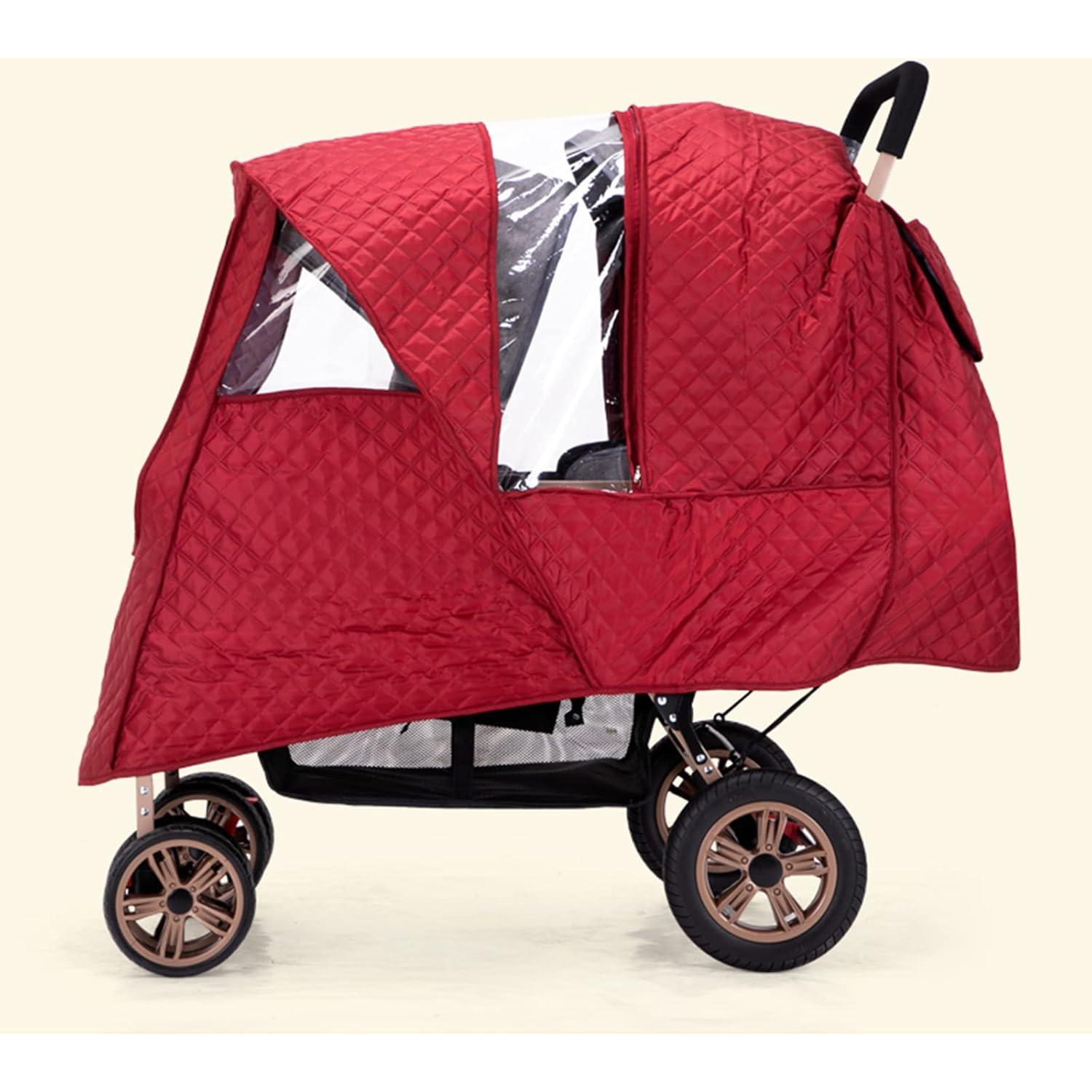 Cubierta de Lluvia y Viento para Cochecito Doble Gris