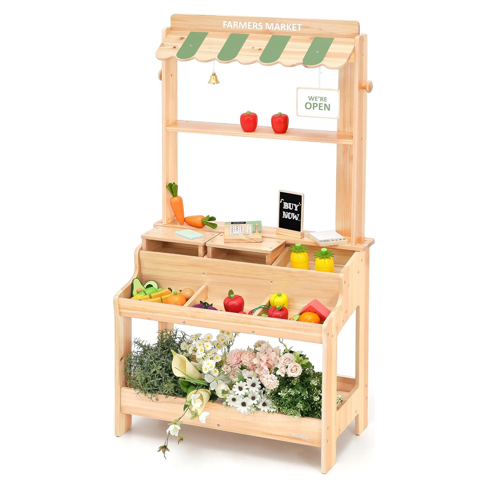 Parada de Mercado de Madera PairPear 2-en-1 con Accesorios