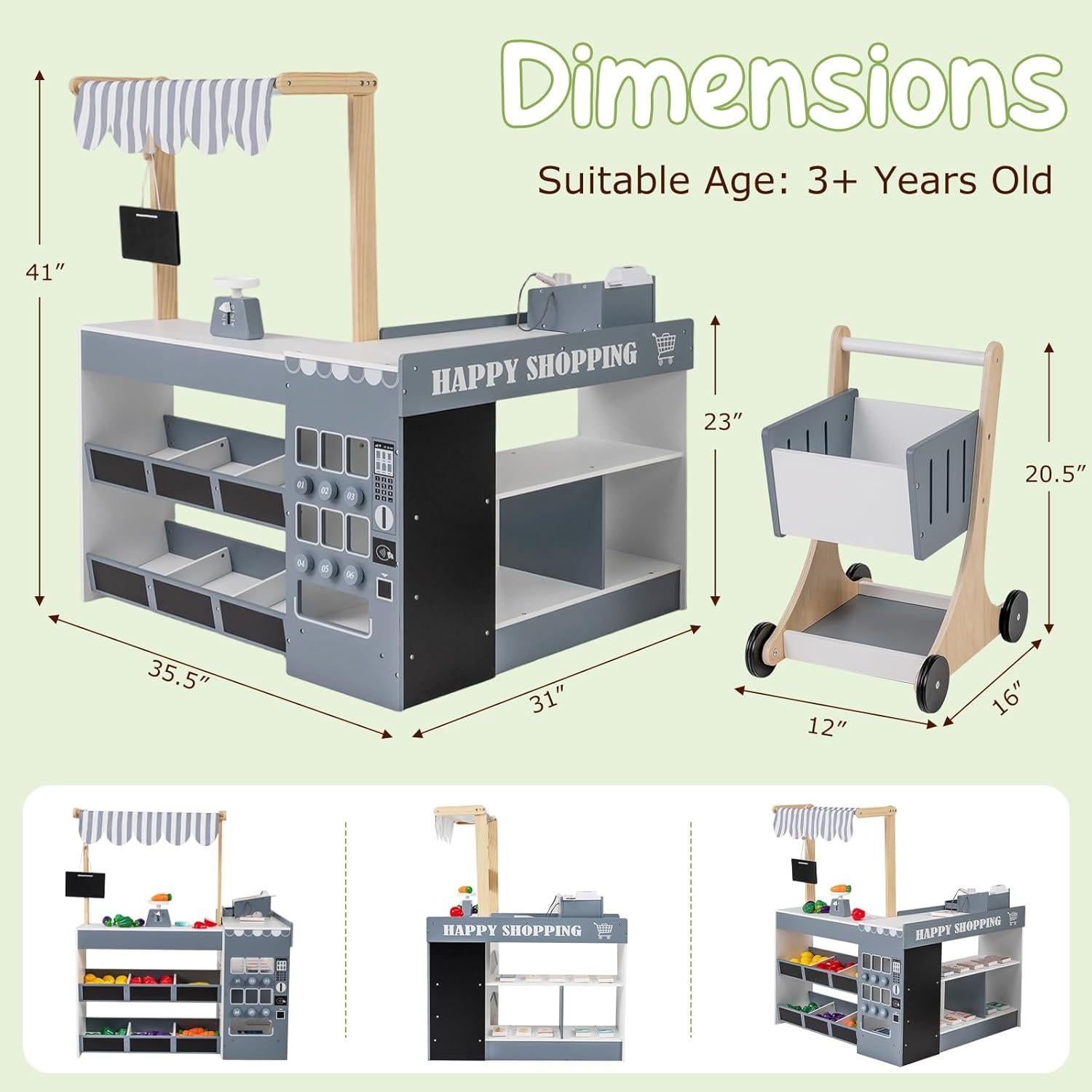 Juego de Tienda de Abarrotes HONEY JOY con Carrito y Accesorios