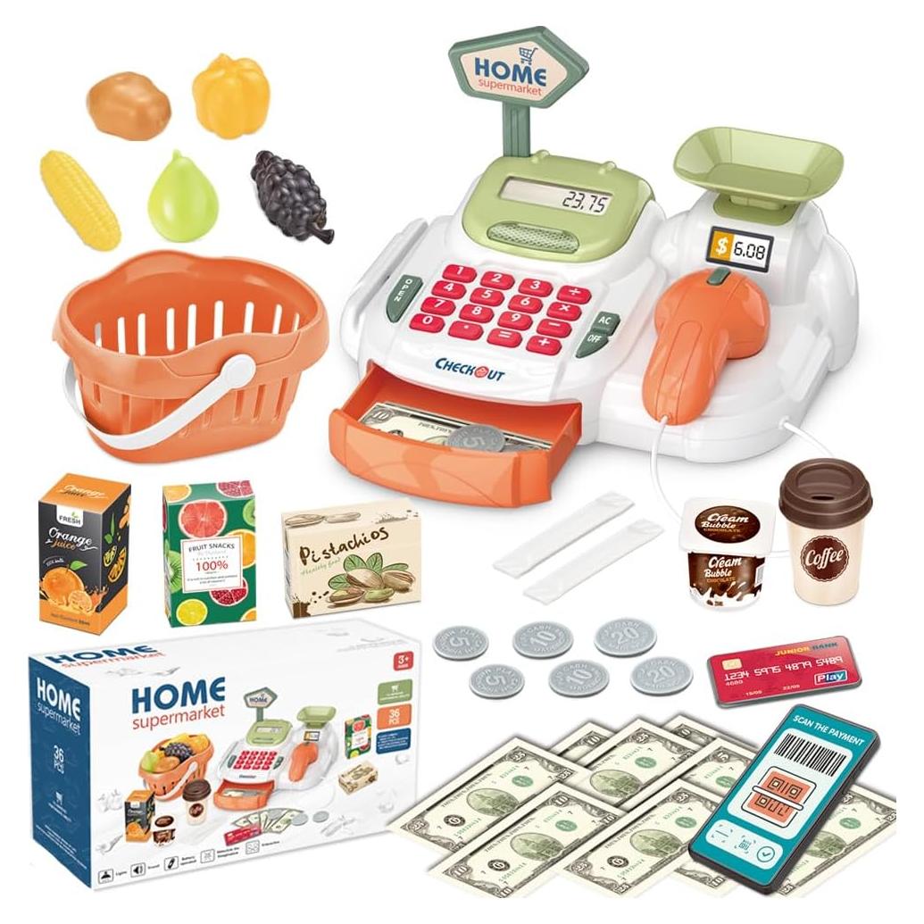 Caja Registradora de Juguete Yoliyogo con Accesorios 36 Piezas