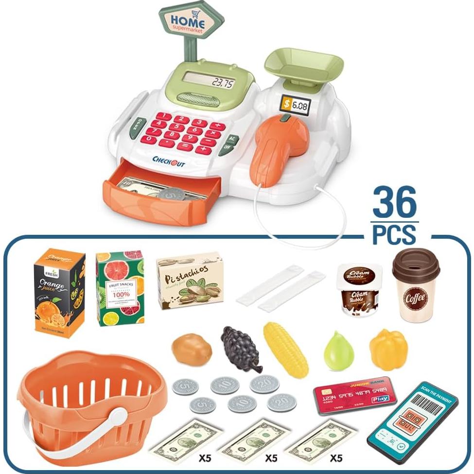 Caja Registradora de Juguete Yoliyogo con Accesorios 36 Piezas