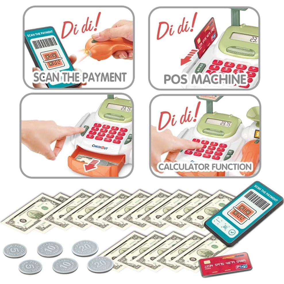 Caja Registradora de Juguete Yoliyogo con Accesorios 36 Piezas