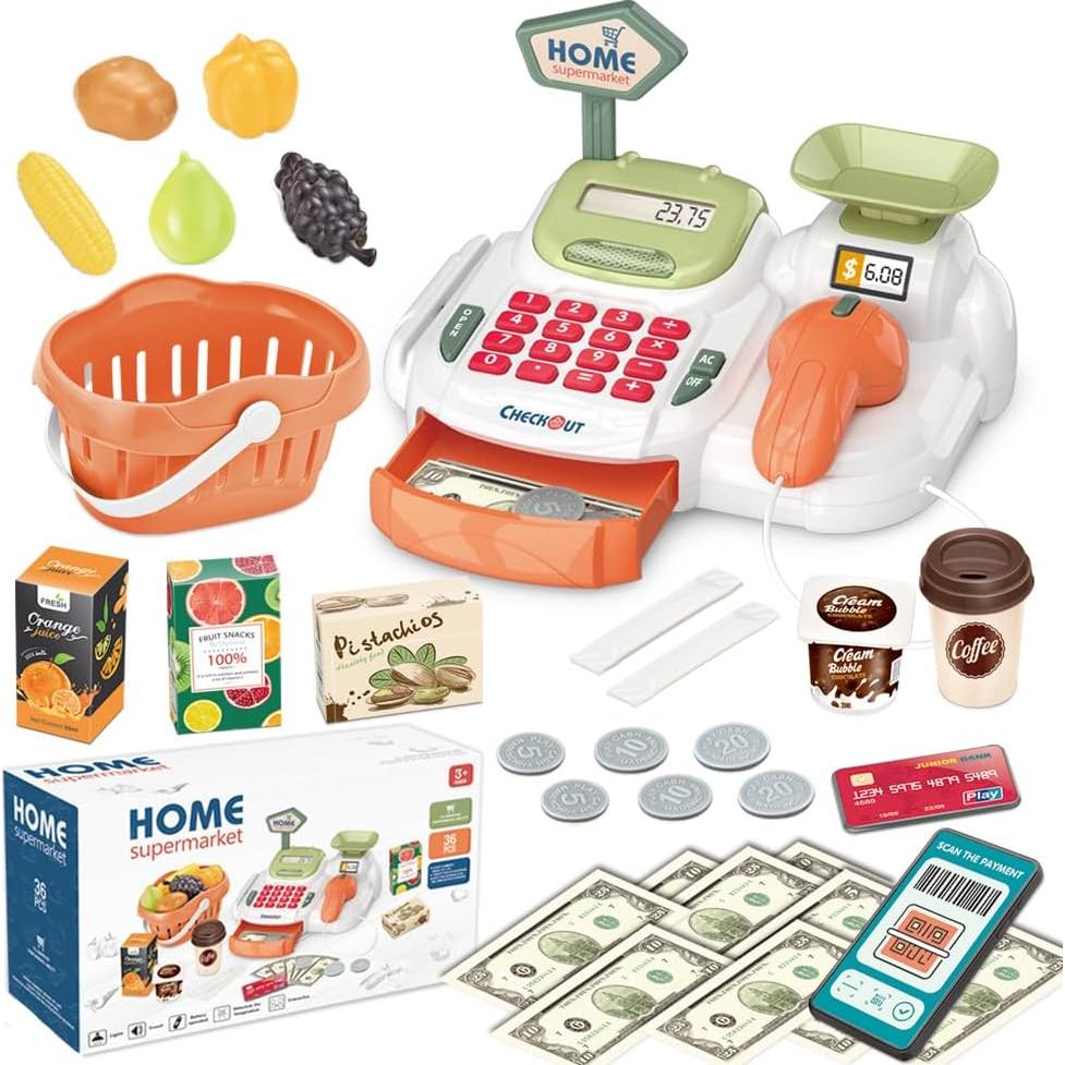 Caja Registradora de Juguete Yoliyogo con Accesorios 36 Piezas