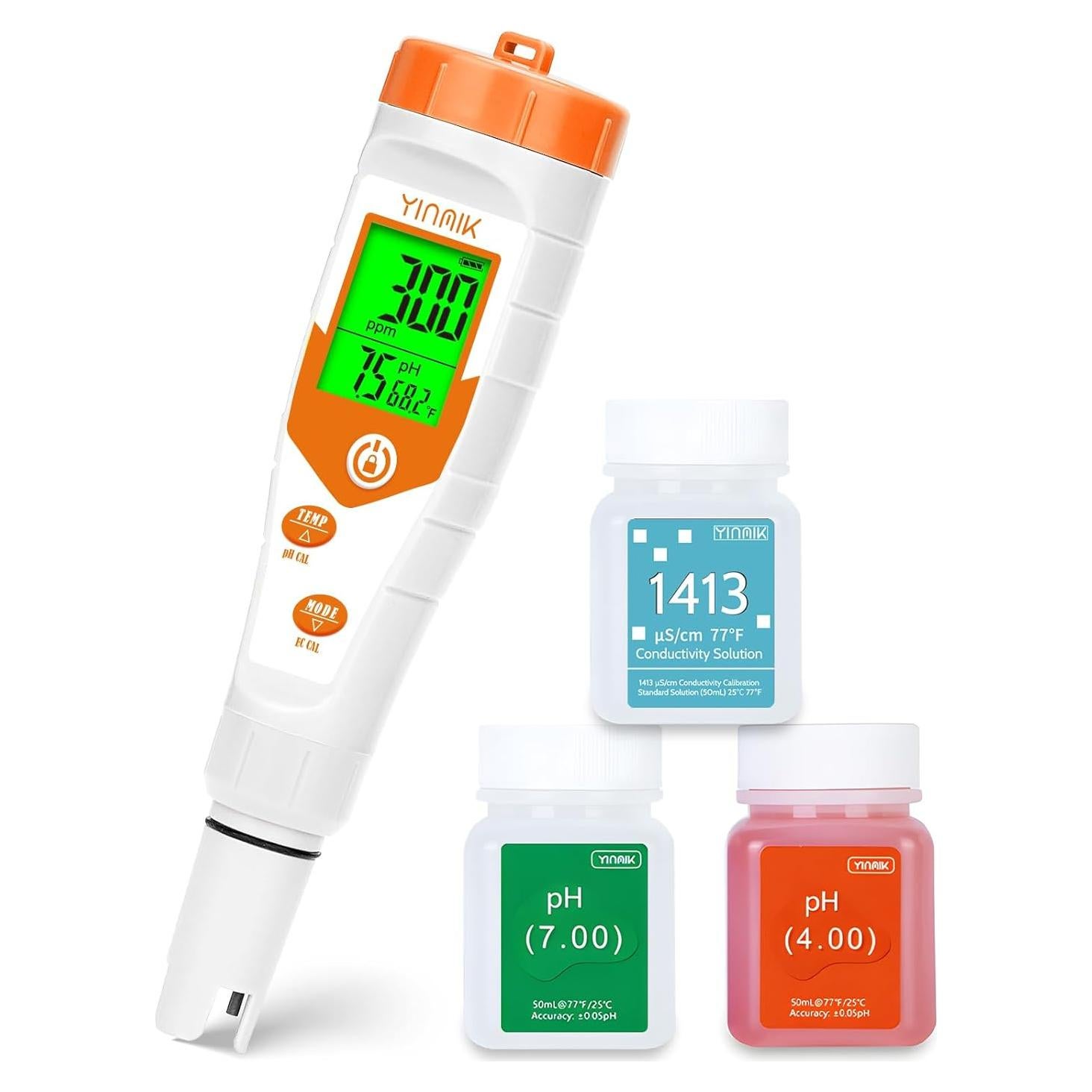Medidor de pH 4 en 1 YINMIK con Calibración para Hidroponía