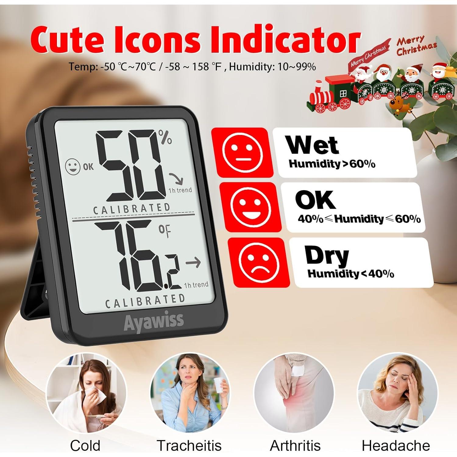 Termómetro Digital de Habitación Ayawiss - 2 Paquetes, Higrómetro