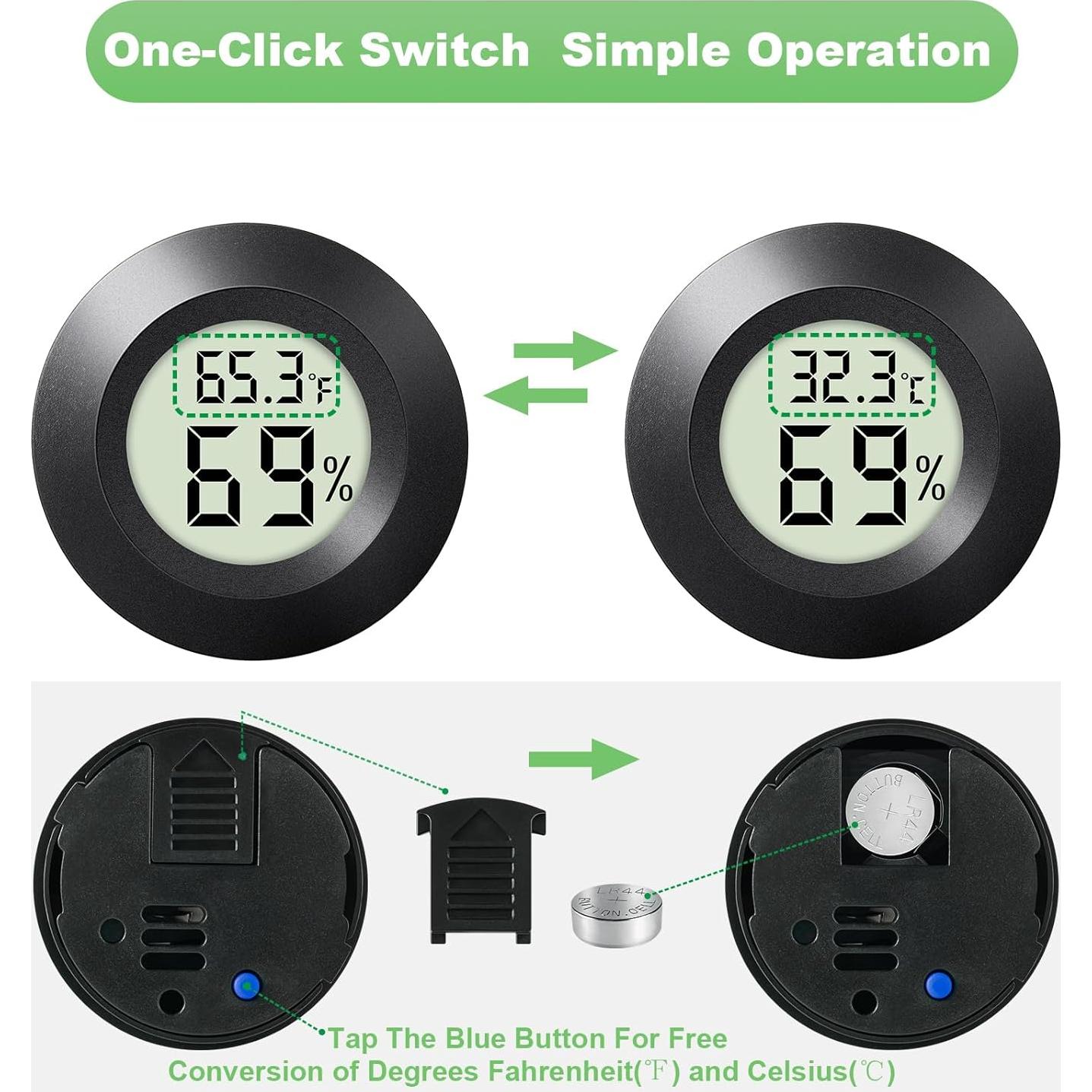 Paquete de 4 Mini Higrómetro Termómetro Digital Wwhako 4.54 cm