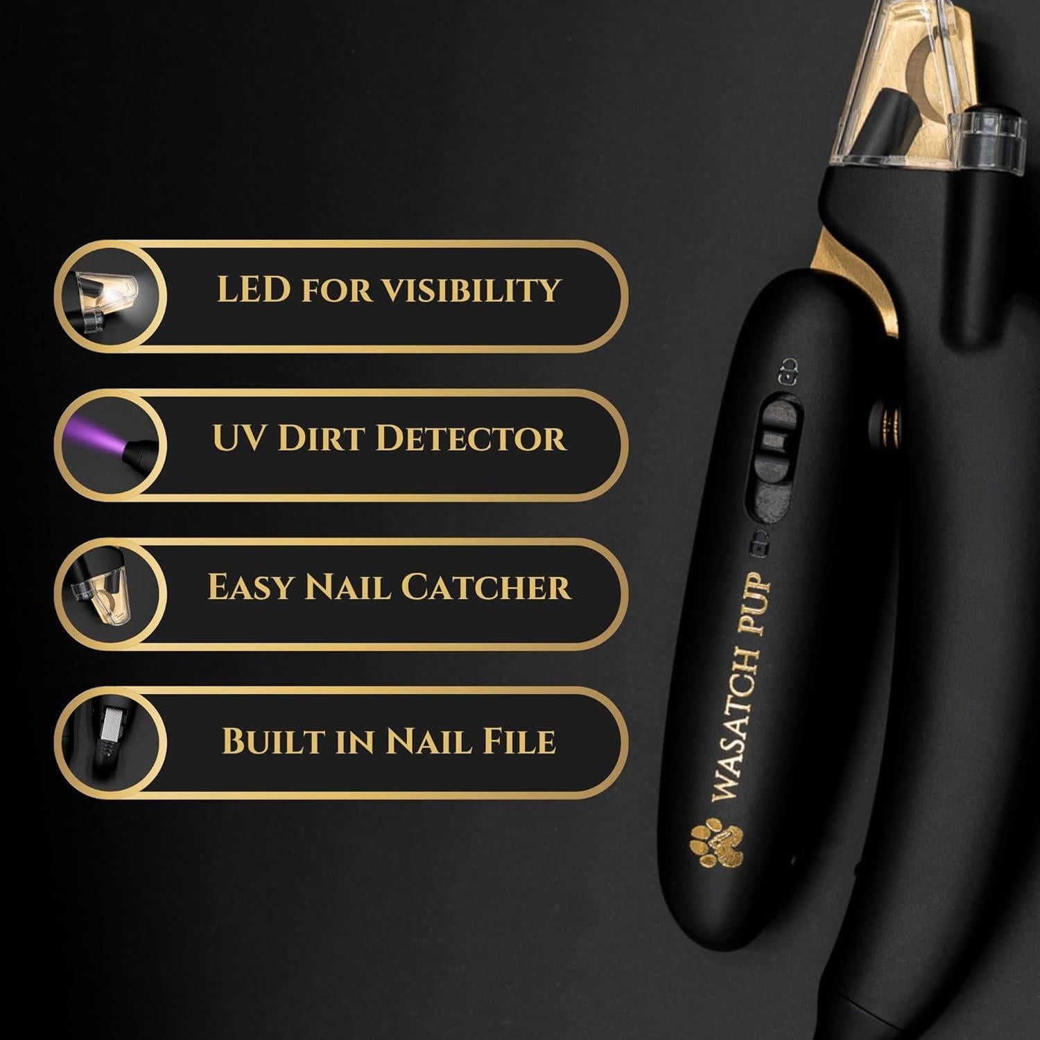 Cortador de Uñas 3 en 1 Wasatch Pup con Luz LED y Lima