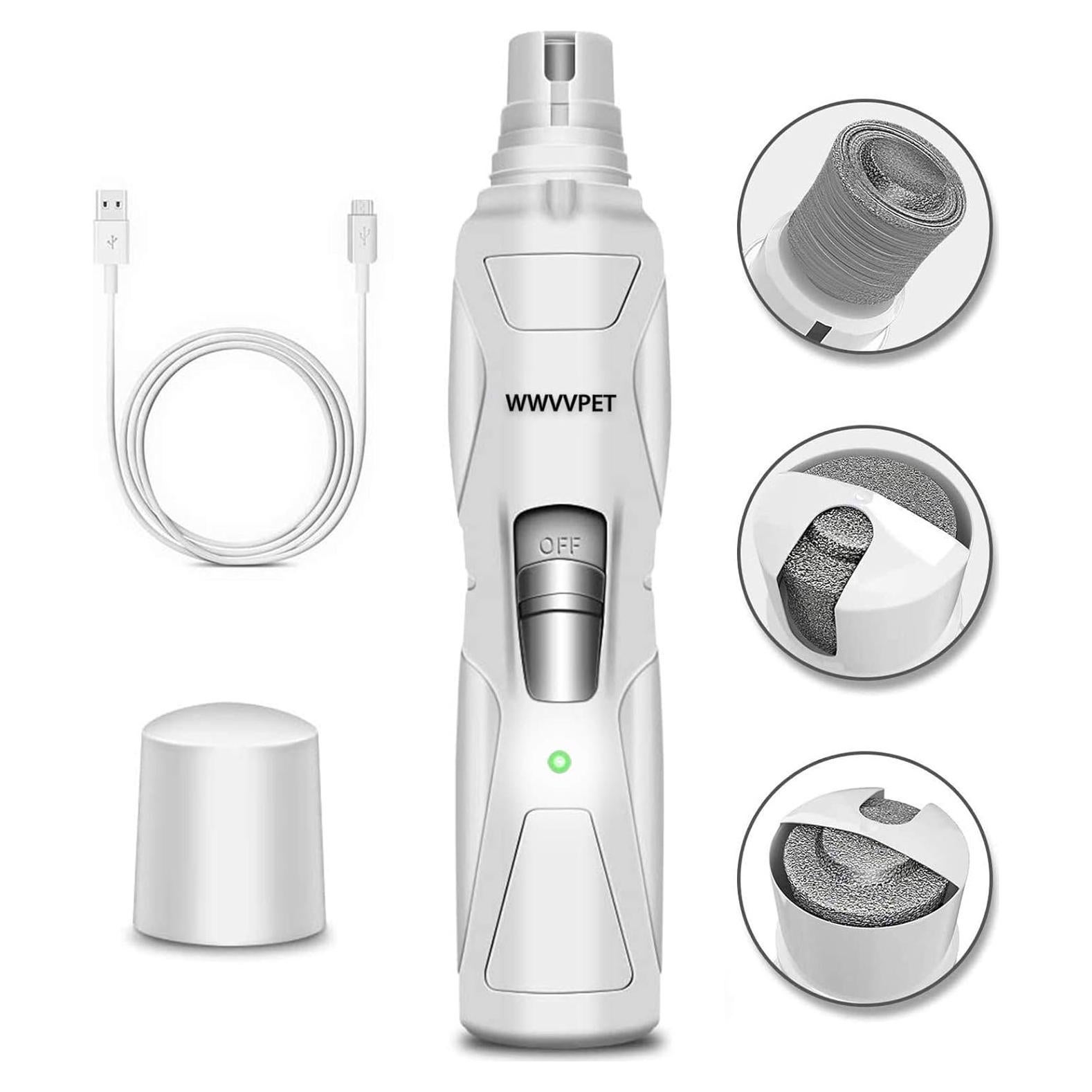 Lima de Uñas para Mascotas WWVVPET con Luz LED y 2 Cabezas