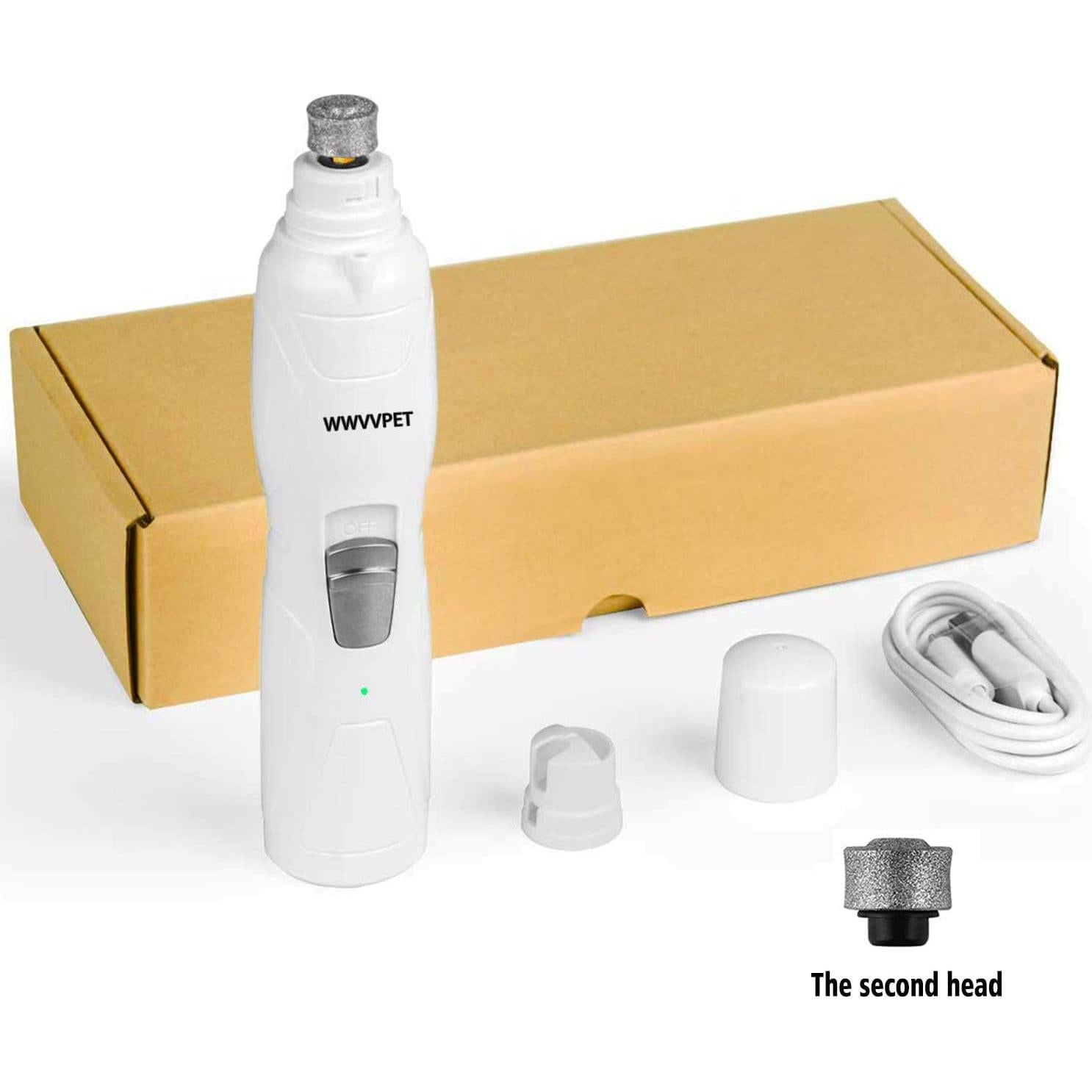 Lima de Uñas para Mascotas WWVVPET con Luz LED y 2 Cabezas