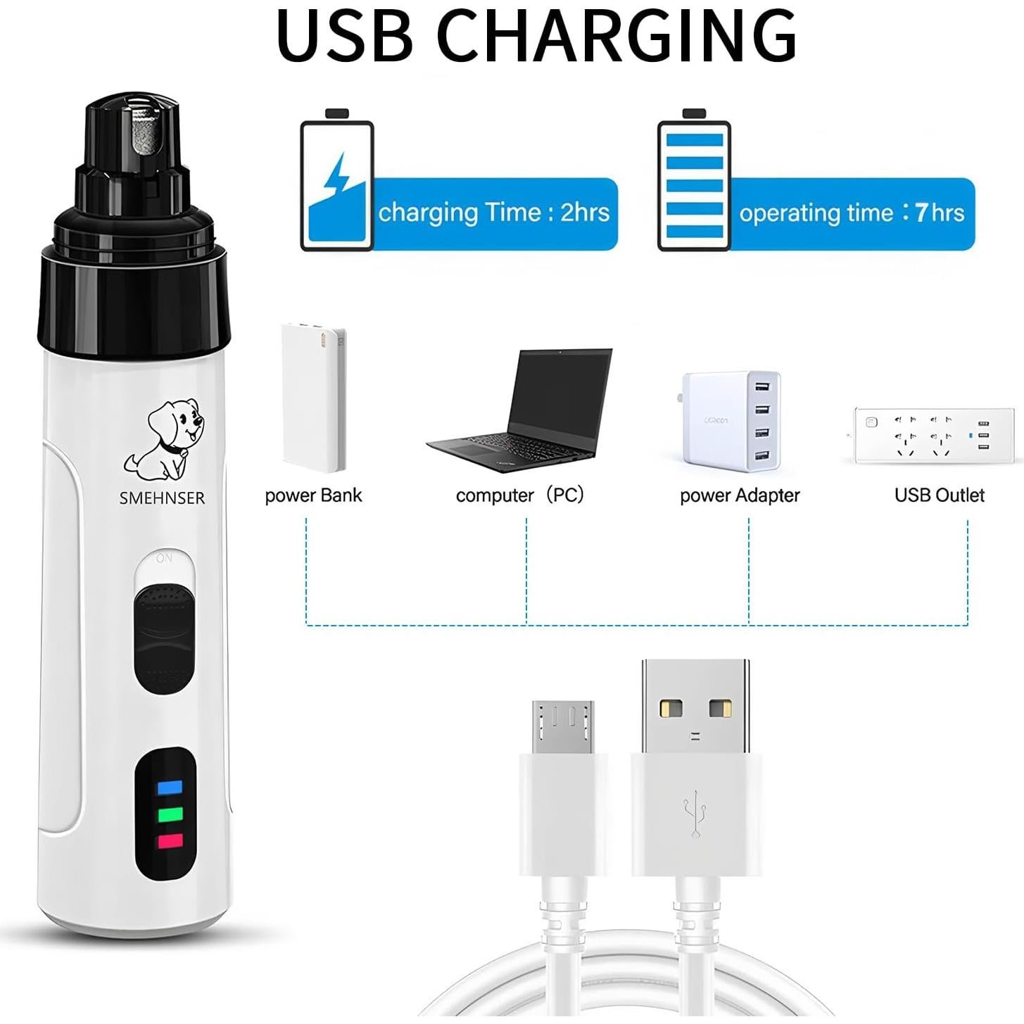 Mina de Uñas Eléctrica Genérico HY001 para Perros y Gatos