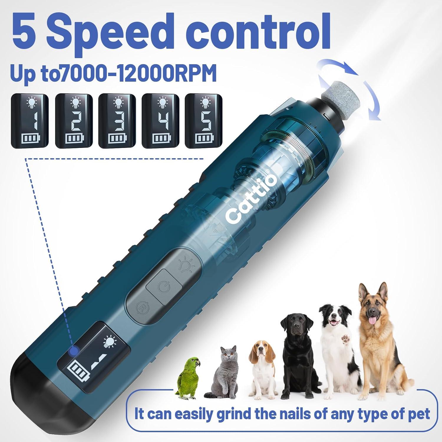 Cortador de Uñas Eléctrico Cattio para Perros y Gatos - Silencioso y Ergonómico
